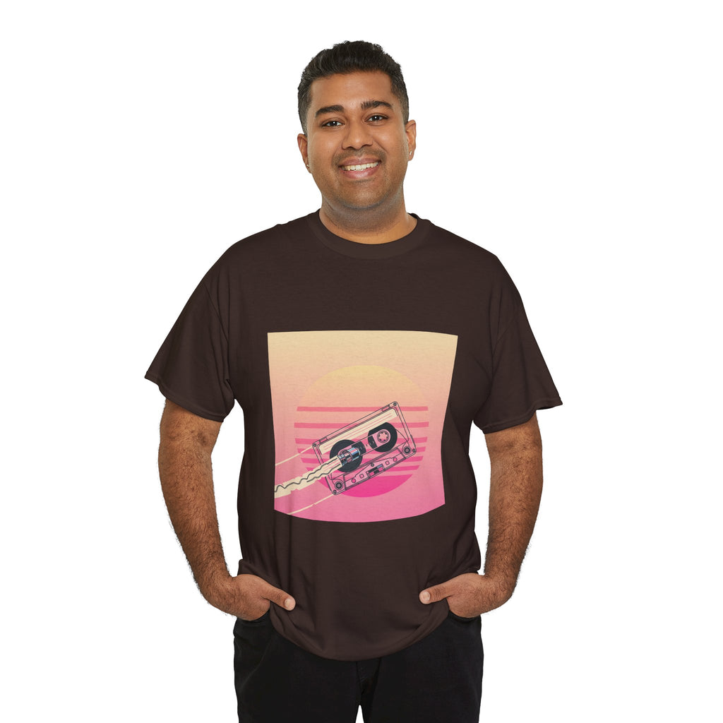 Cassette Sunset Tee — Retro Vaporwave Vintage Tape T-Shirt