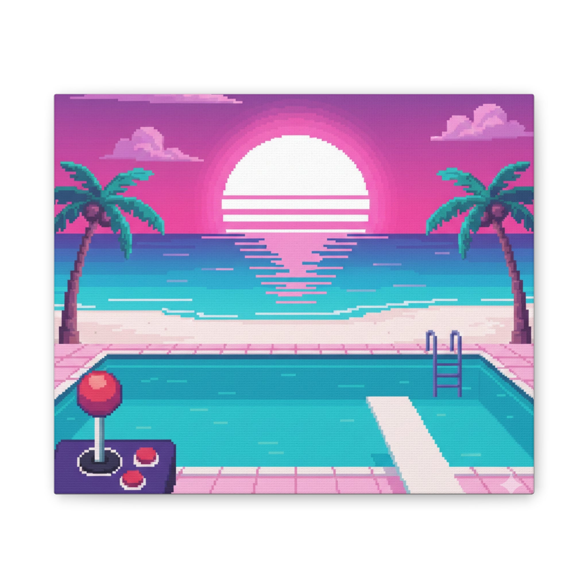 Retro Vaporwave Beach Canvas Print