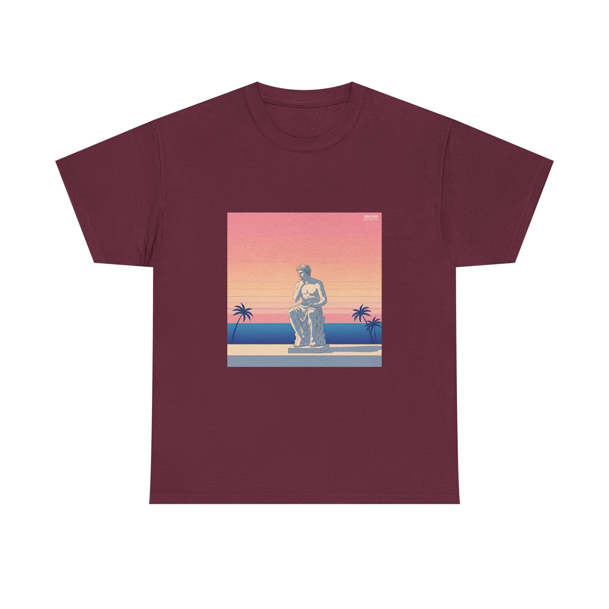 Statue Sunset Tee — Retro Palm Beach Vintage Graphic T-Shirt