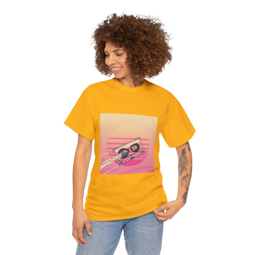 Cassette Sunset Tee — Retro Vaporwave Vintage Tape T-Shirt