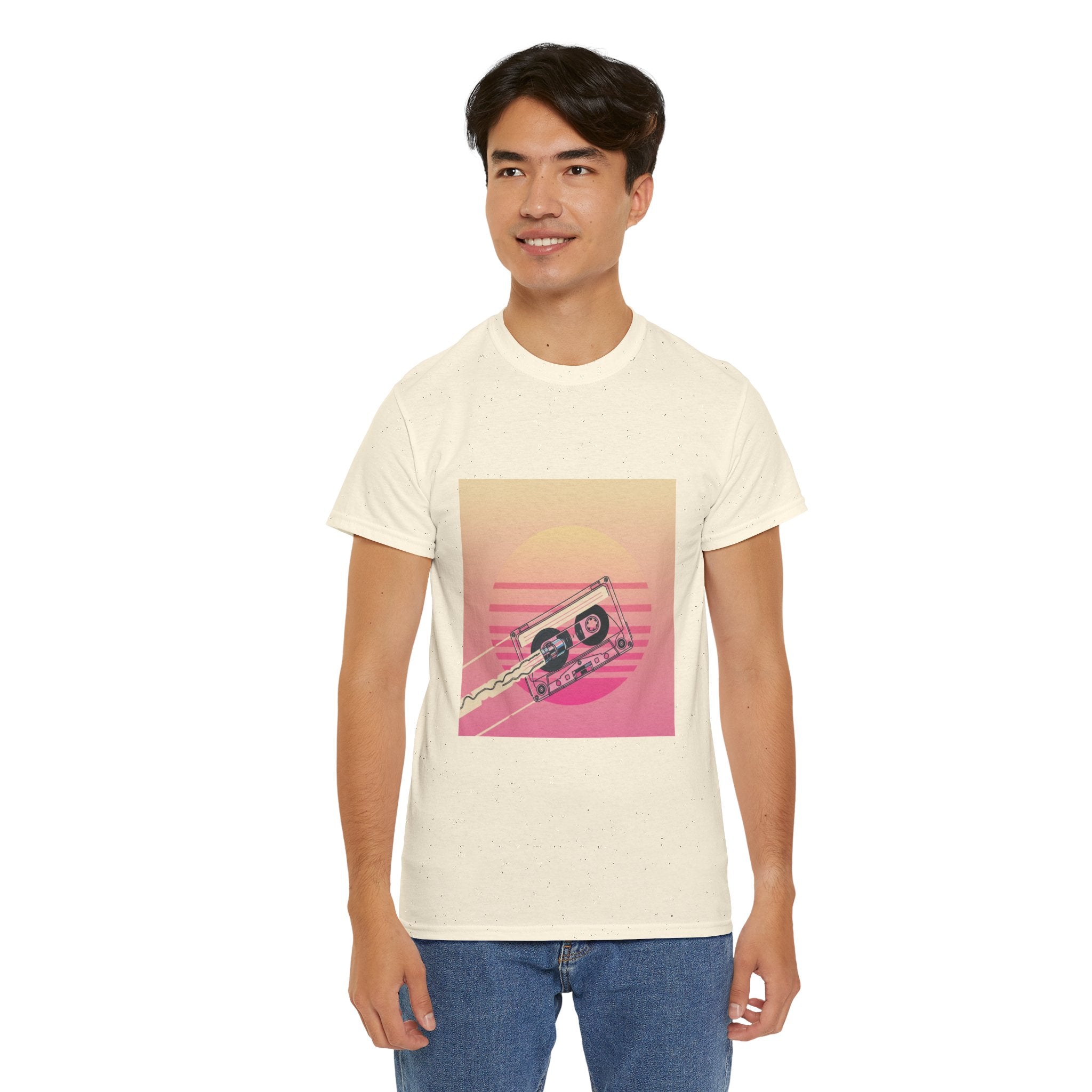 Cassette Sunset Tee — Retro Vaporwave Vintage Tape T-Shirt