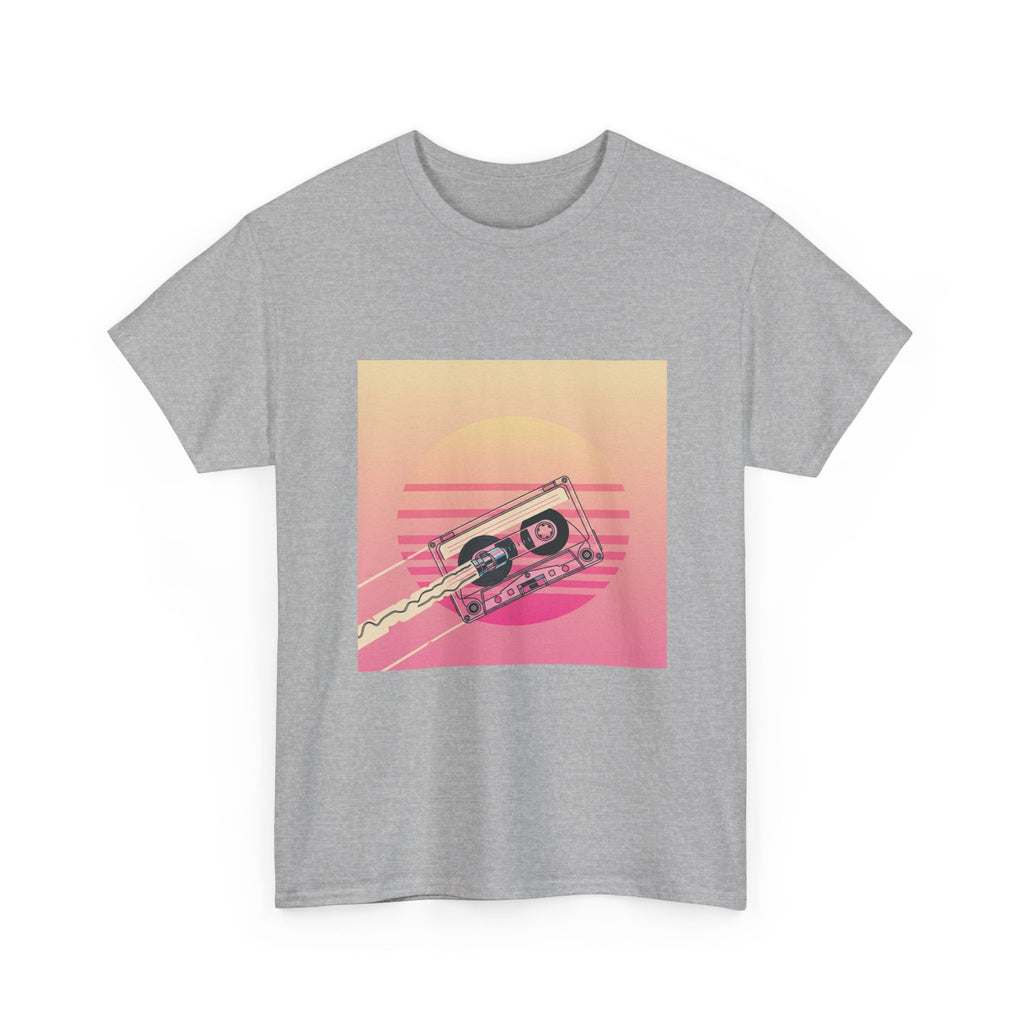 Cassette Sunset Tee — Retro Vaporwave Vintage Tape T-Shirt