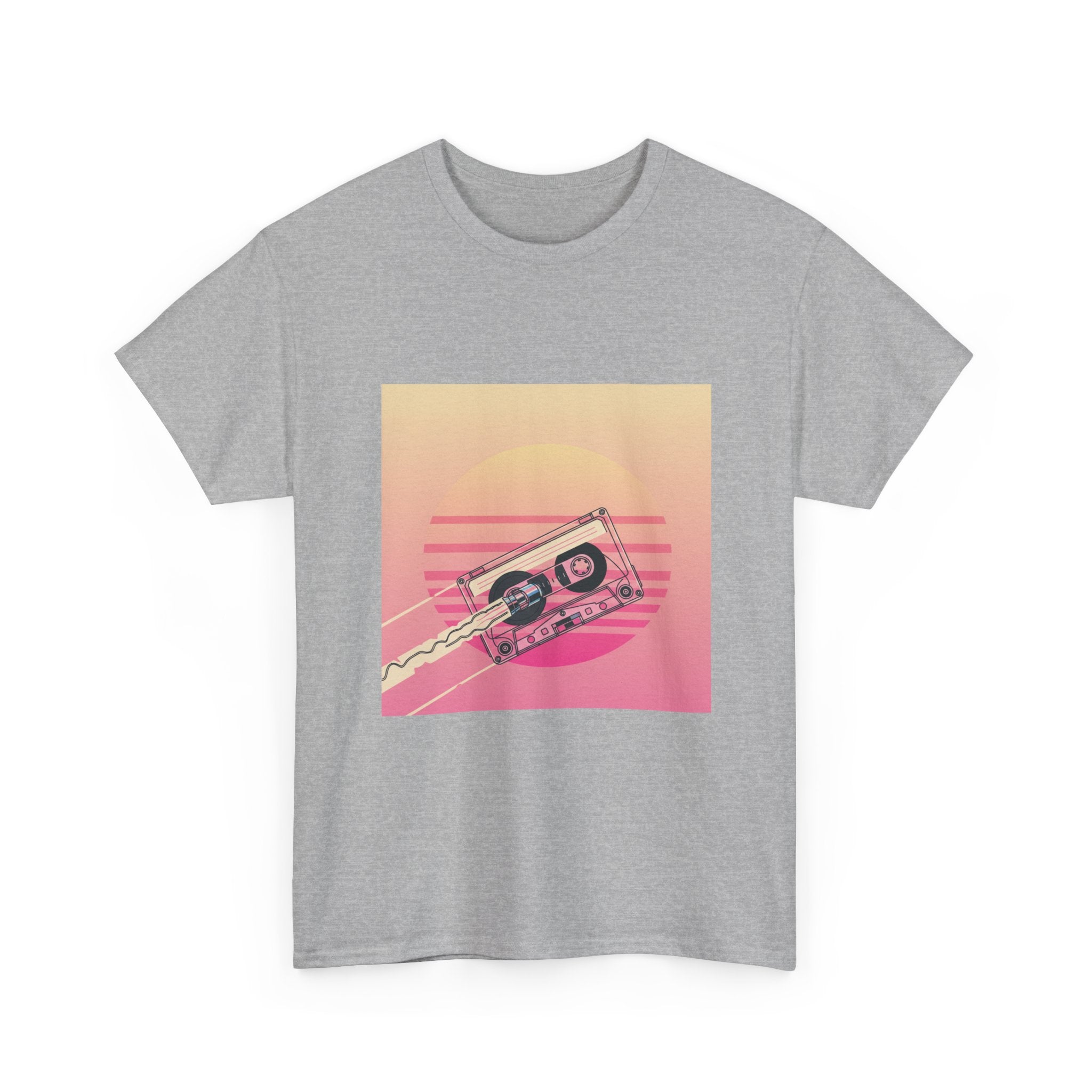 Cassette Sunset Tee — Retro Vaporwave Vintage Tape T-Shirt