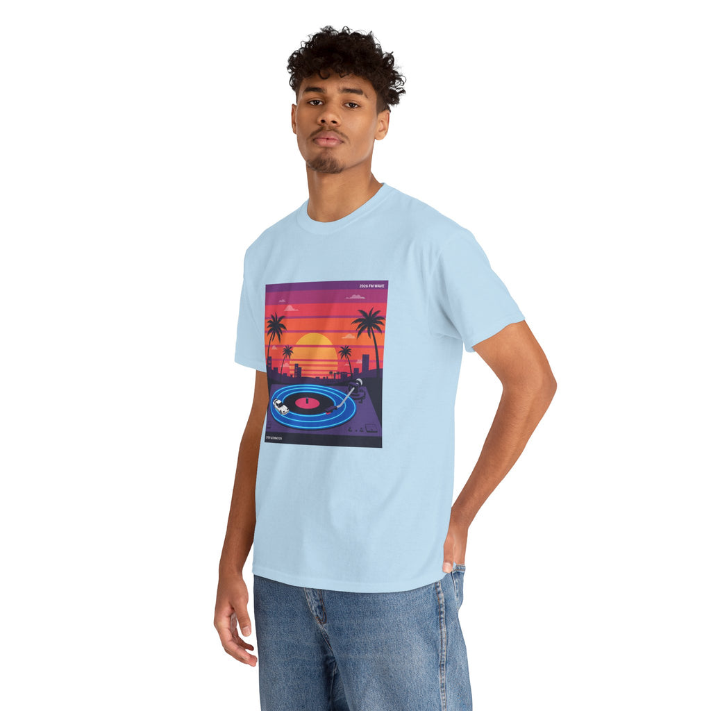 Sunset Vinyl Record T-Shirt — Retro Beachwave Music Tee