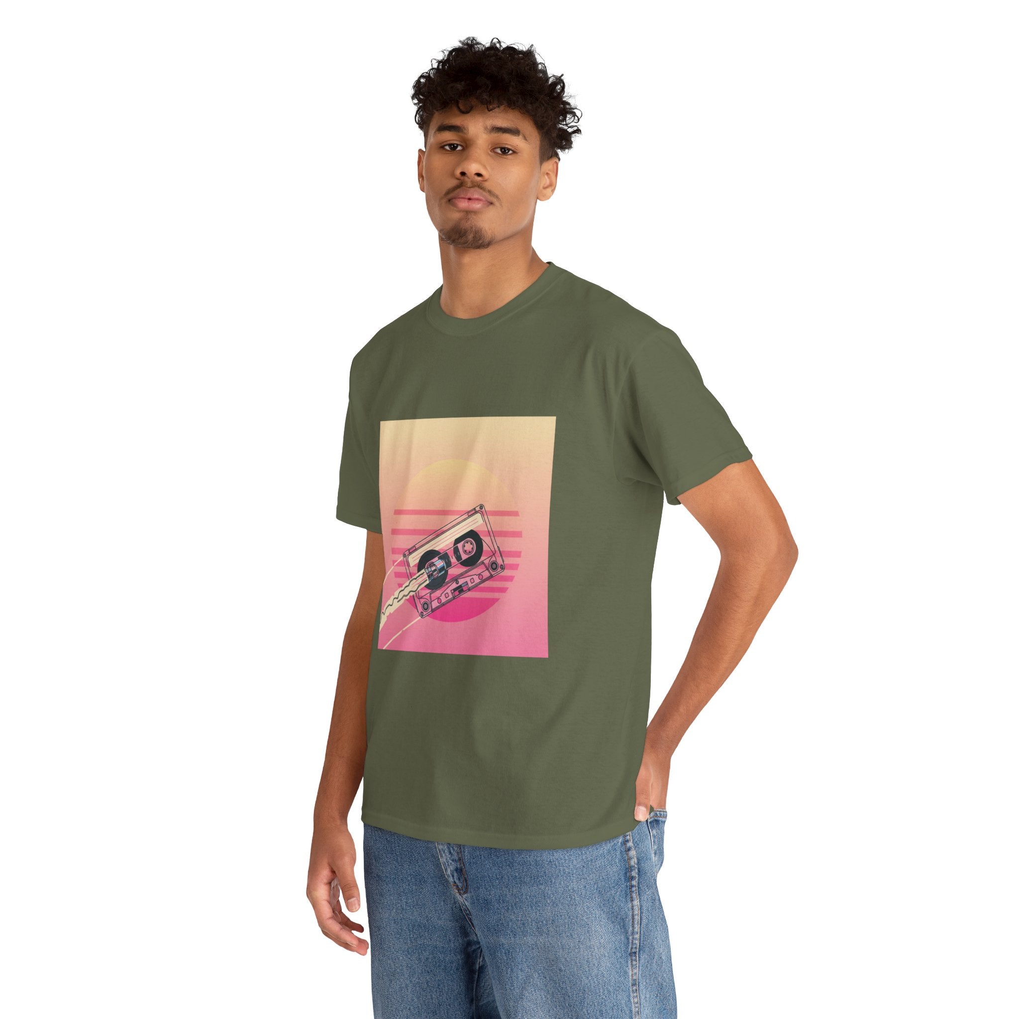 Cassette Sunset Tee — Retro Vaporwave Vintage Tape T-Shirt