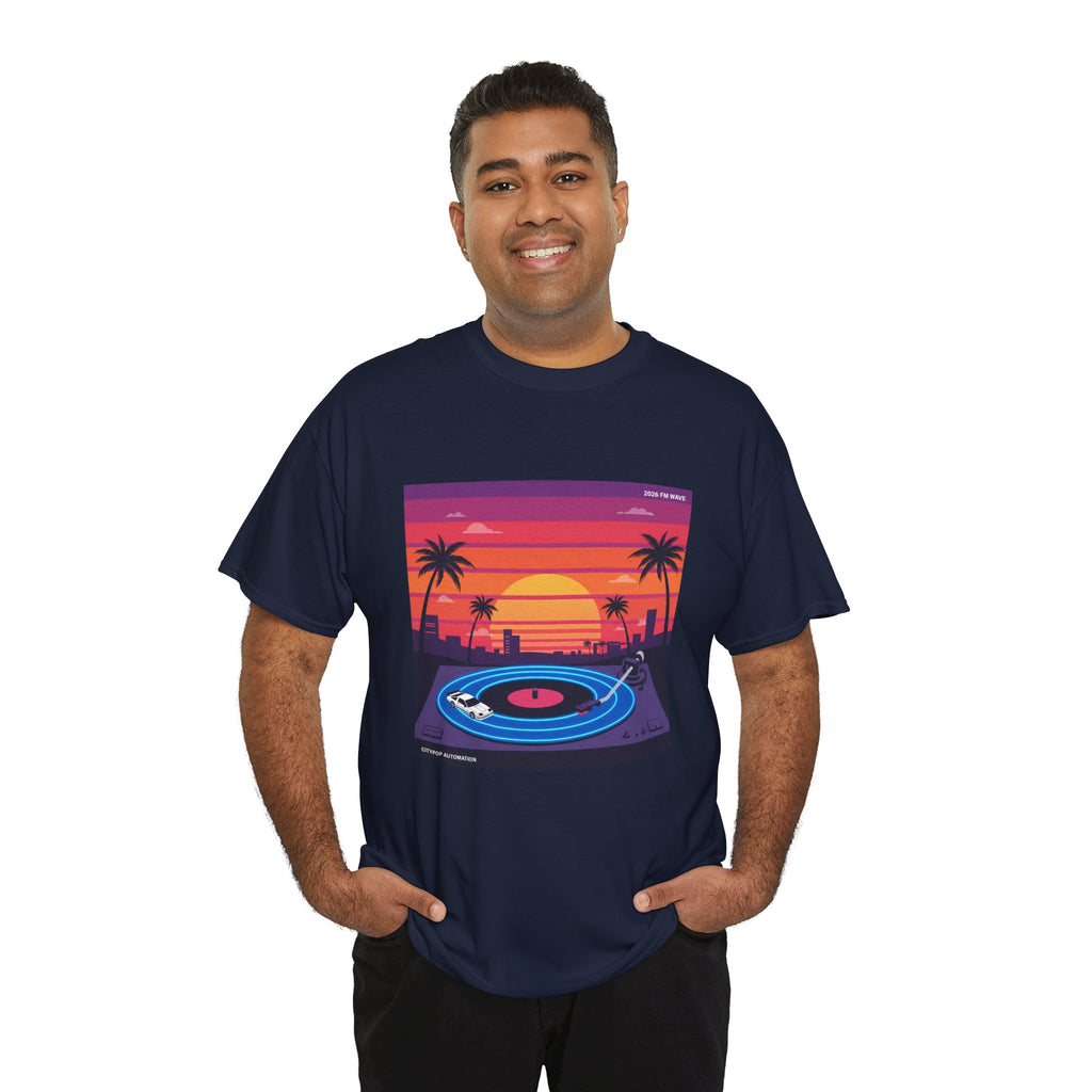 Sunset Vinyl Record T-Shirt — Retro Beachwave Music Tee