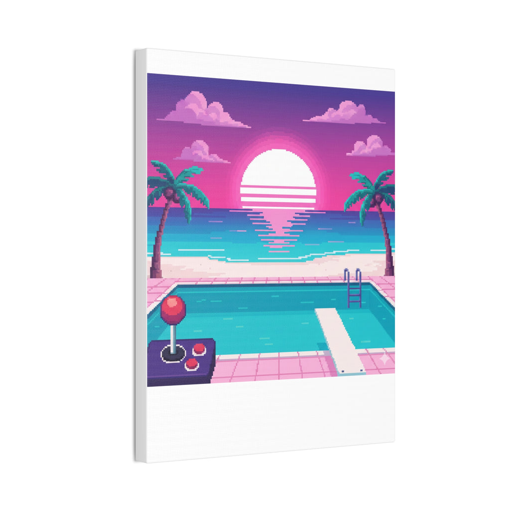 Retro Vaporwave Beach Canvas Print