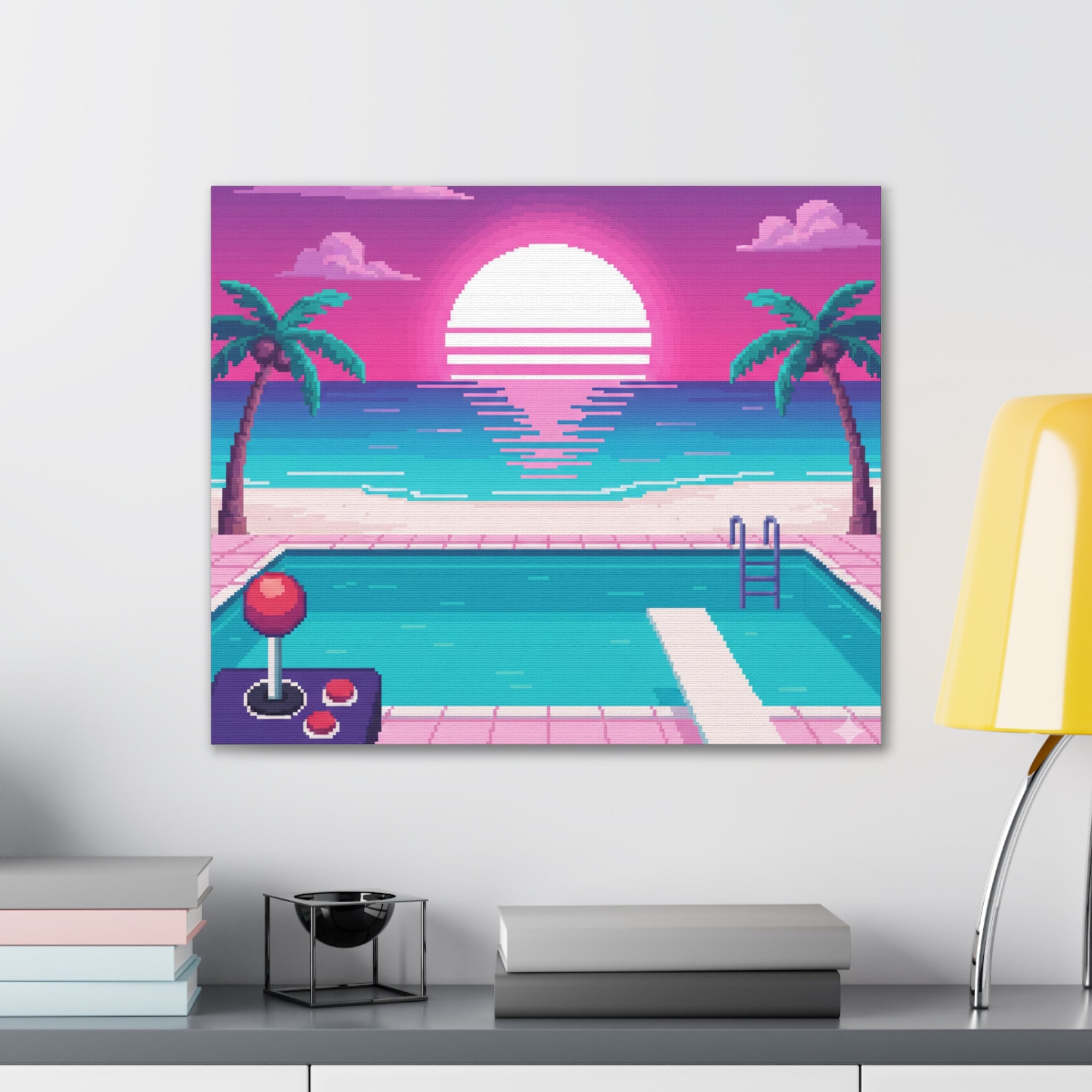 Retro Vaporwave Beach Canvas Print