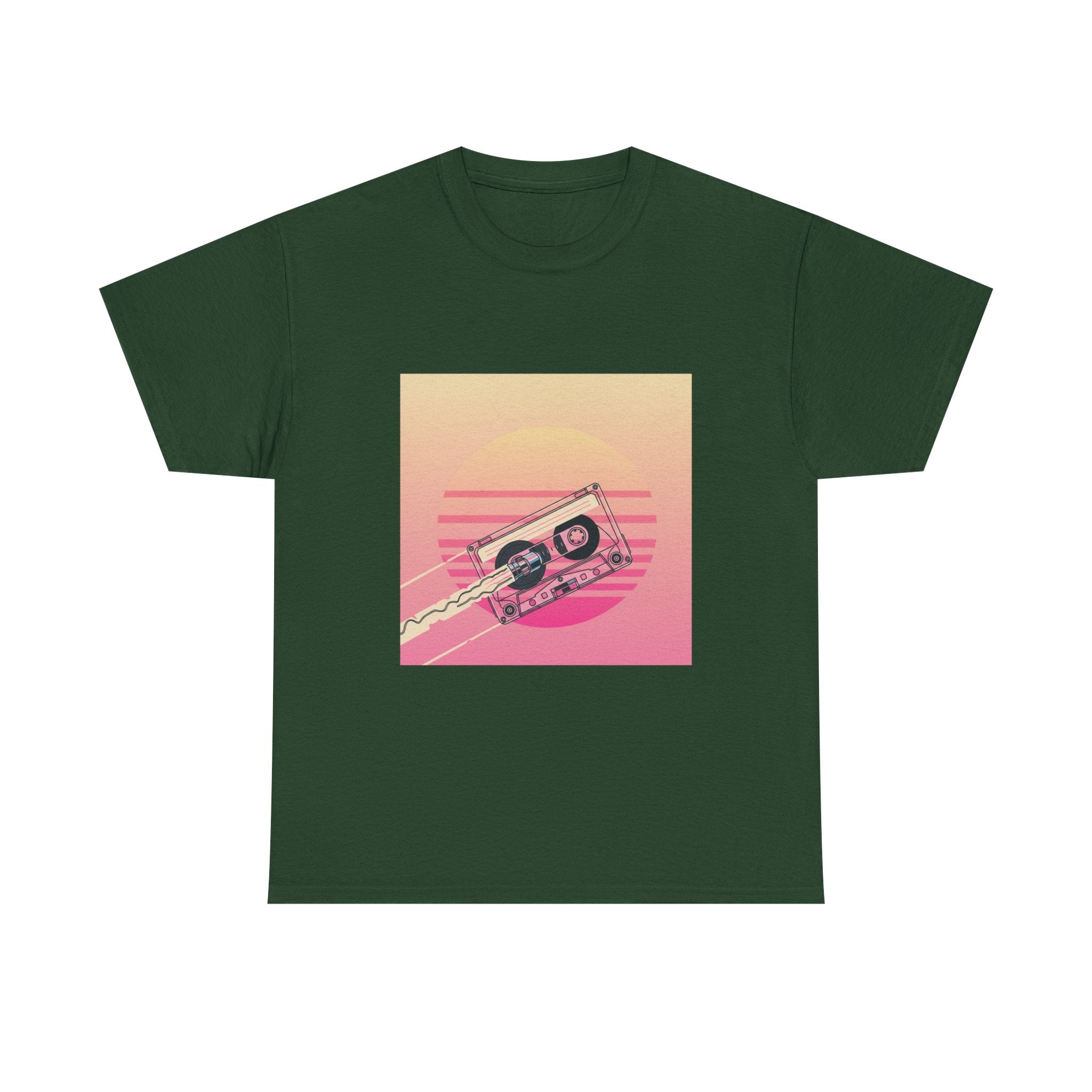Cassette Sunset Tee — Retro Vaporwave Vintage Tape T-Shirt