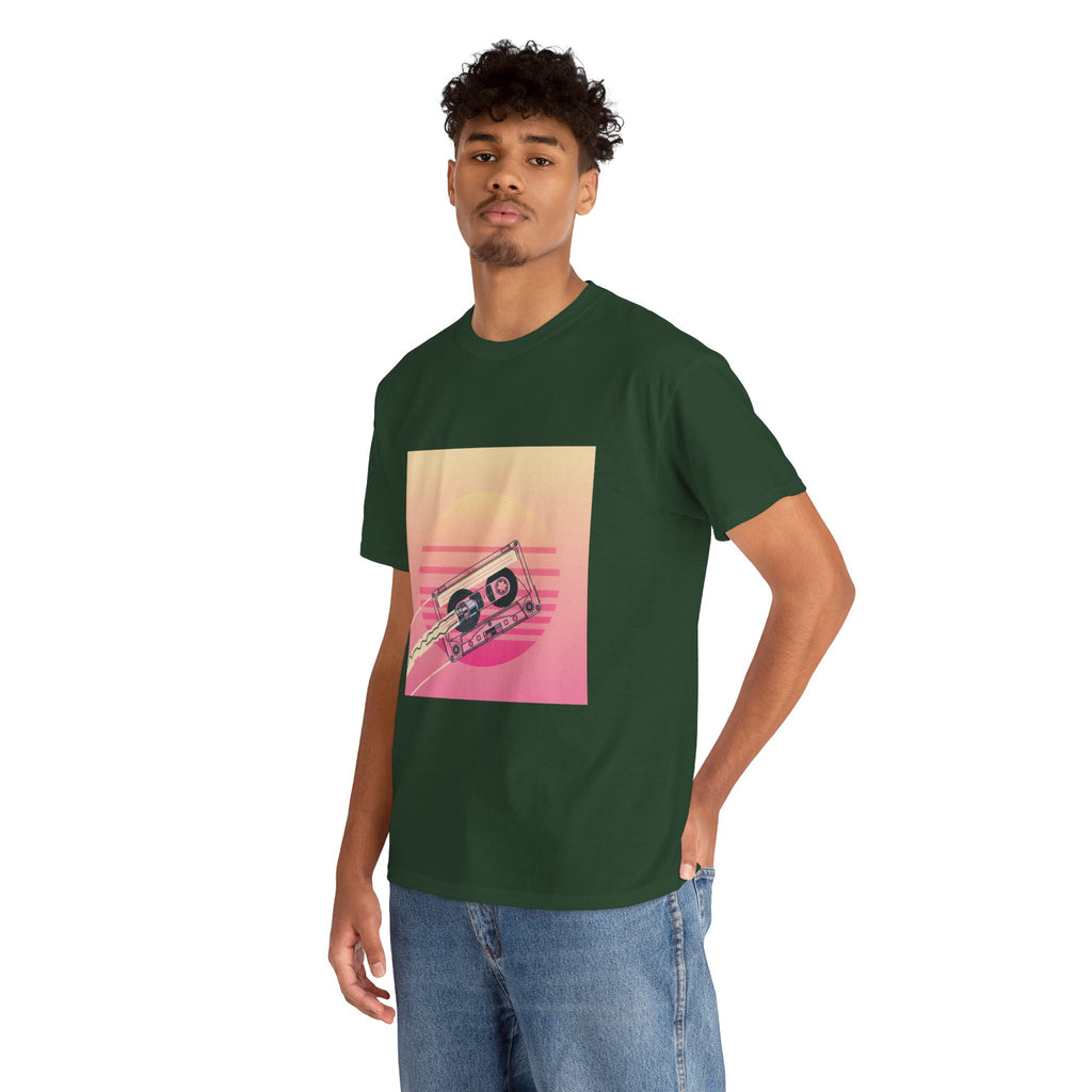 Cassette Sunset Tee — Retro Vaporwave Vintage Tape T-Shirt