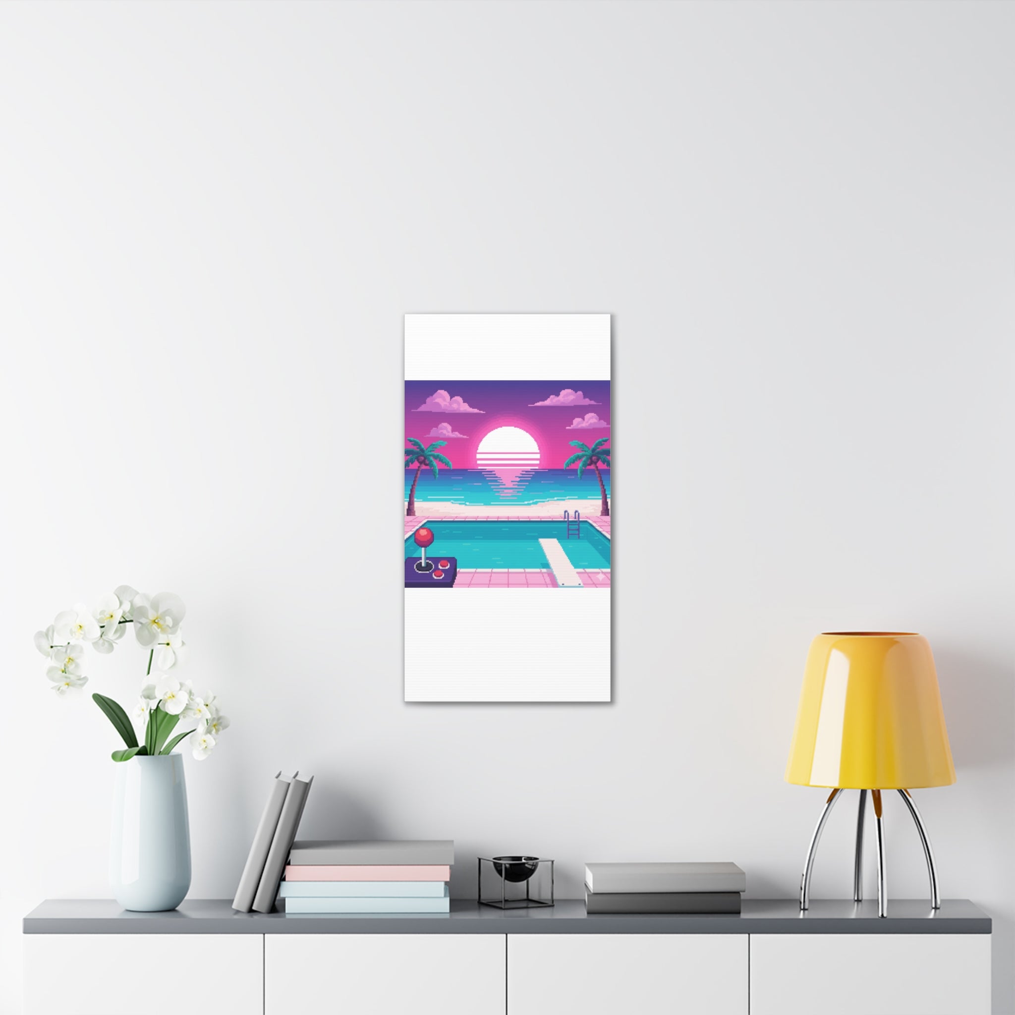 Retro Vaporwave Beach Canvas Print