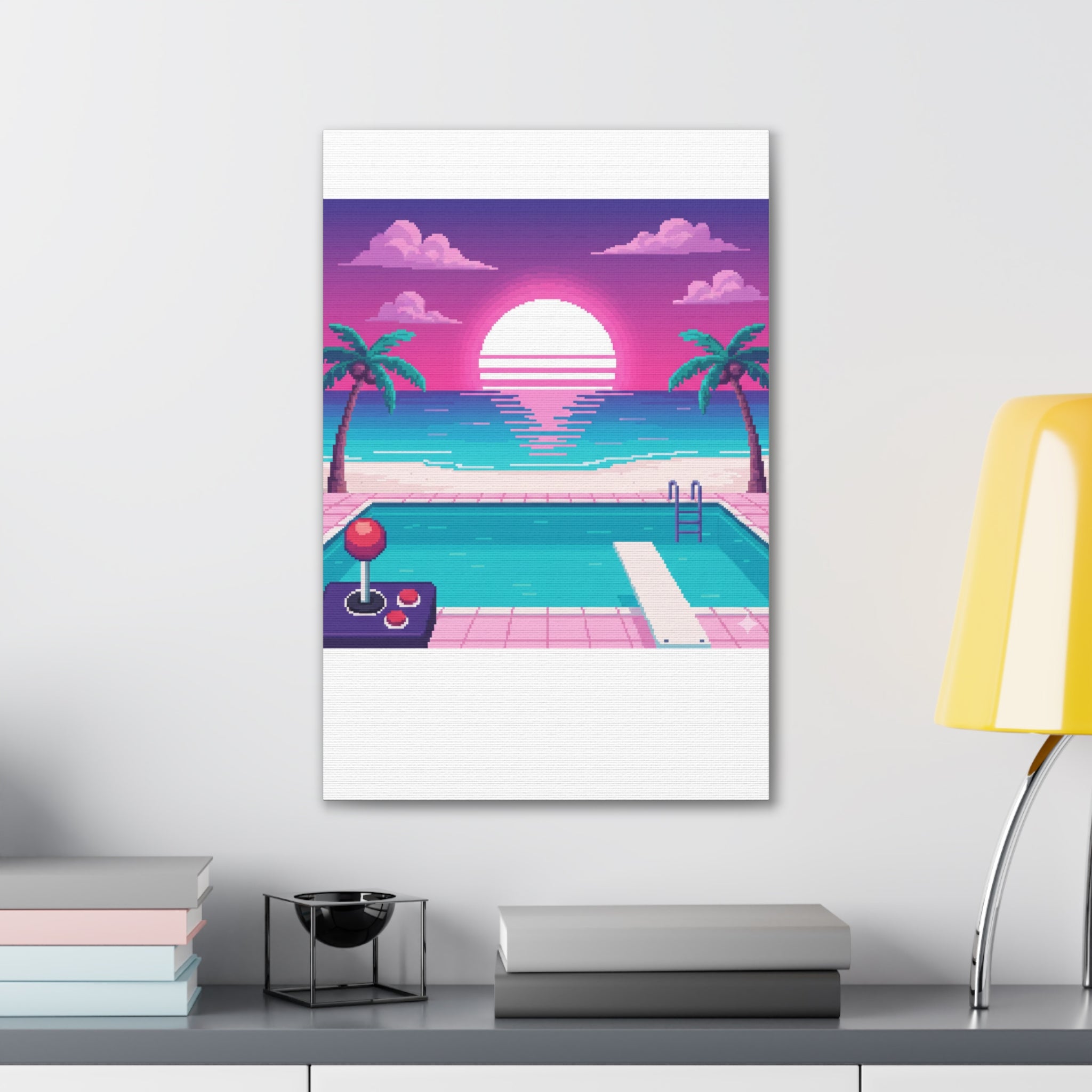 Retro Vaporwave Beach Canvas Print