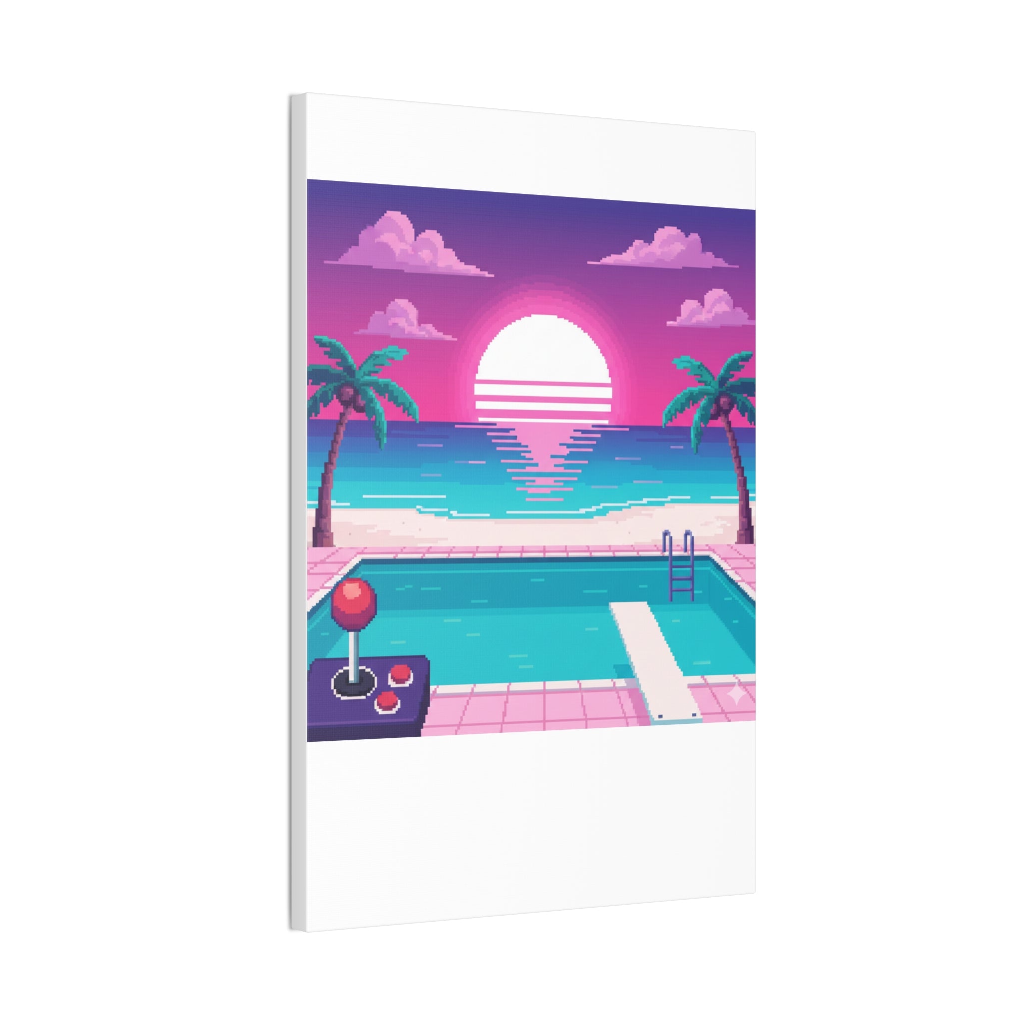 Retro Vaporwave Beach Canvas Print