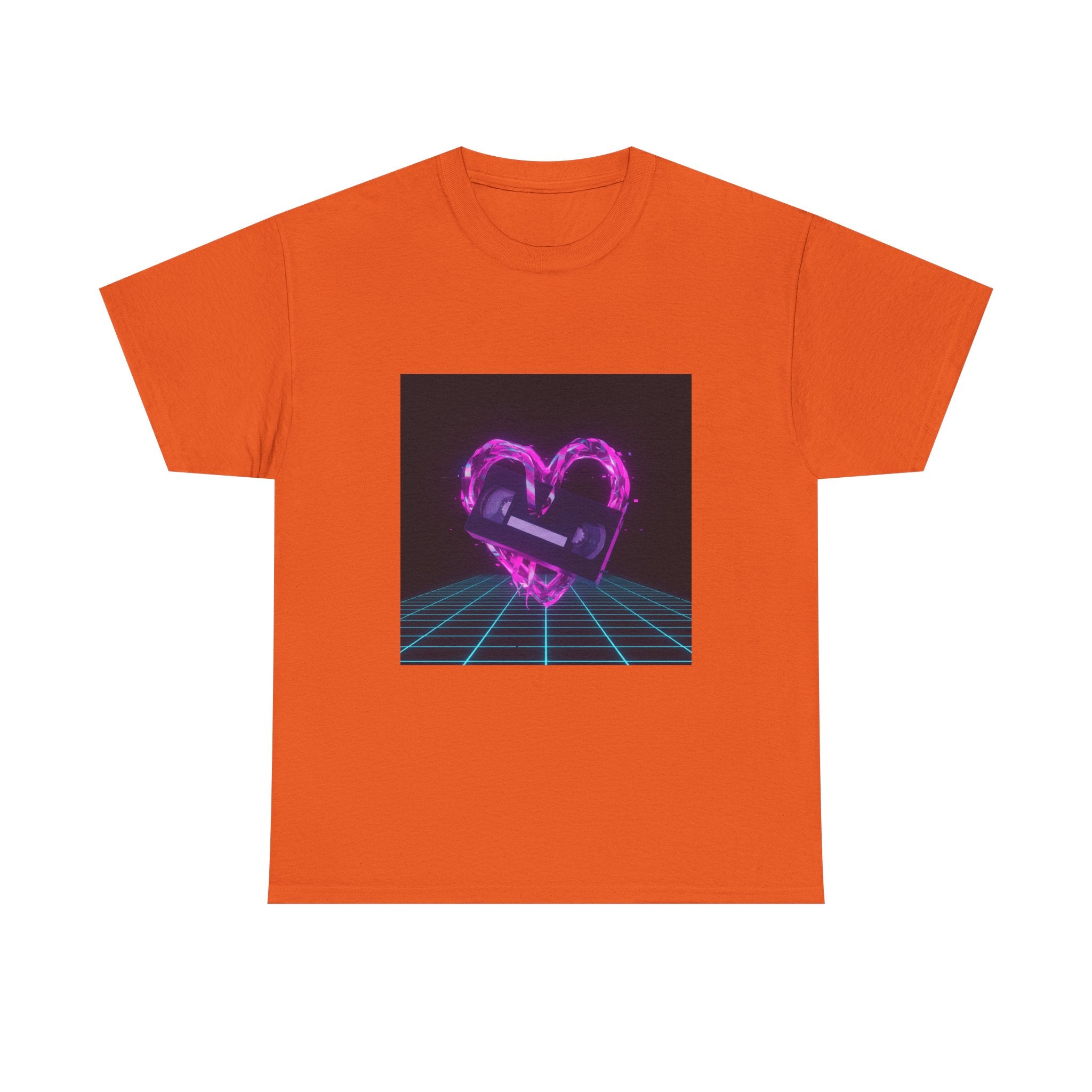 Retro Neon Heart Tee — Vaporwave Pink Heart with Bandage Graphic