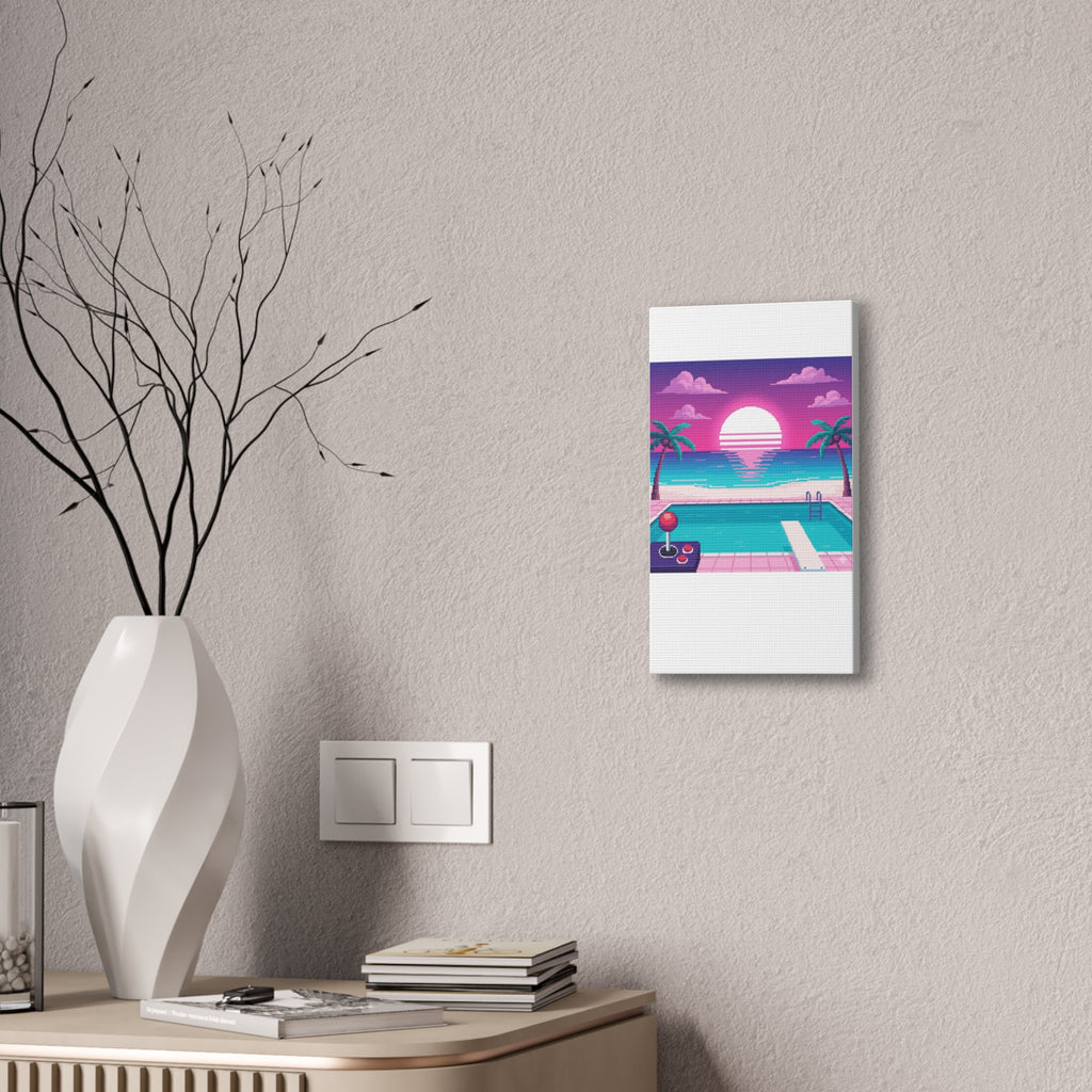 Retro Vaporwave Beach Canvas Print