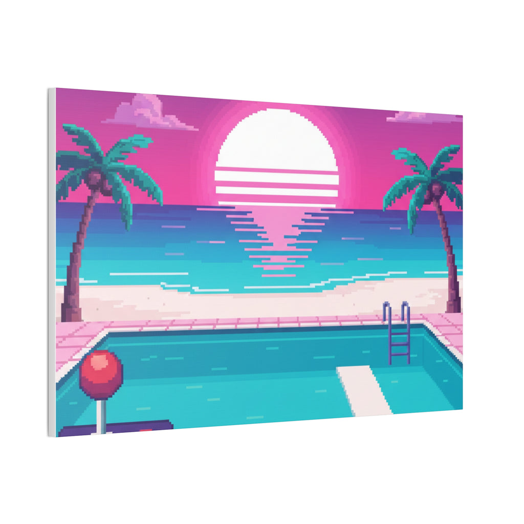 Retro Vaporwave Beach Canvas Print