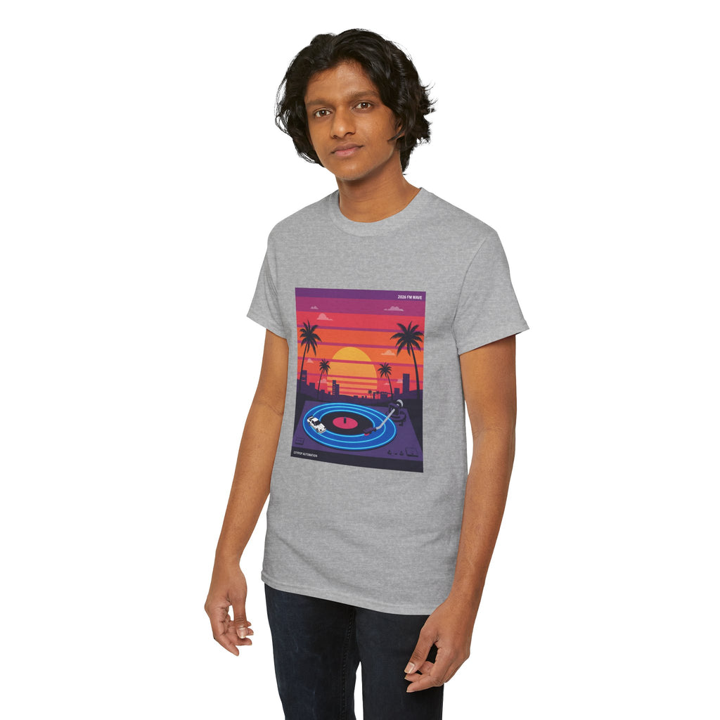 Sunset Vinyl Record T-Shirt — Retro Beachwave Music Tee