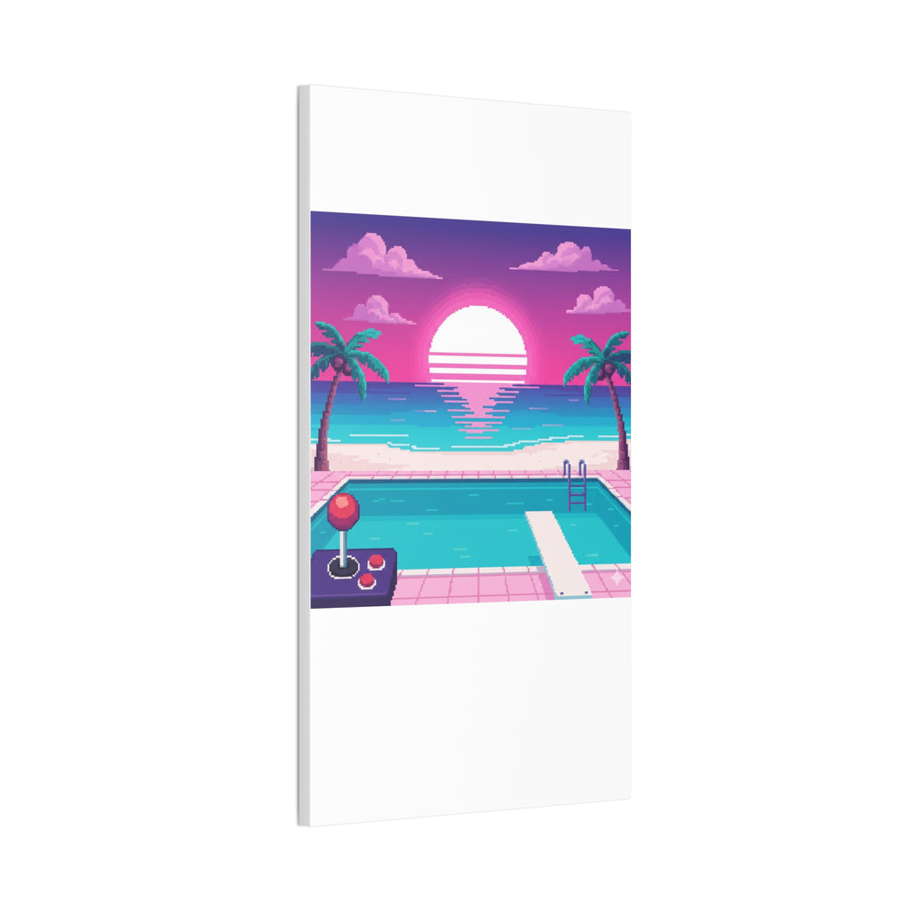 Retro Vaporwave Beach Canvas Print