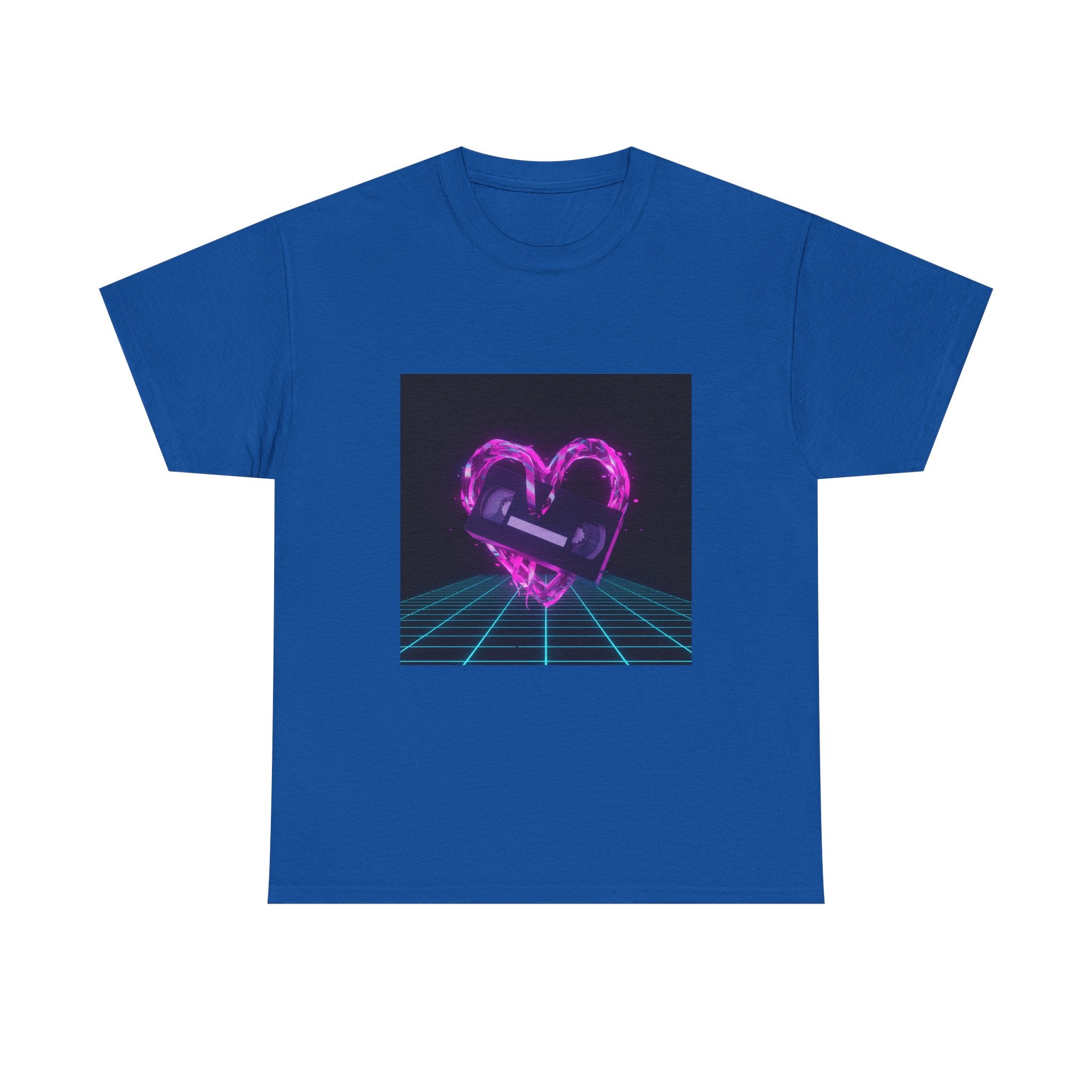 Retro Neon Heart Tee — Vaporwave Pink Heart with Bandage Graphic