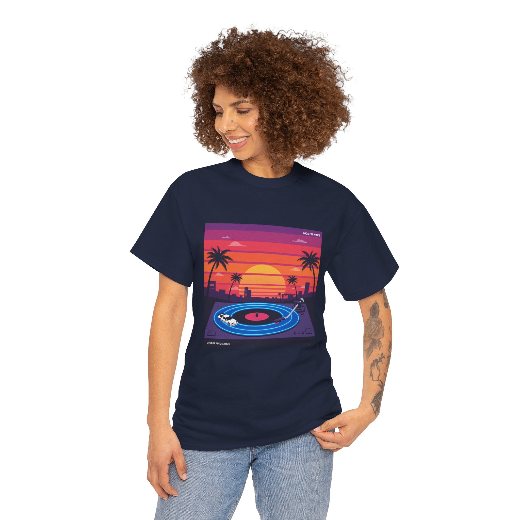 Sunset Vinyl Record T-Shirt — Retro Beachwave Music Tee