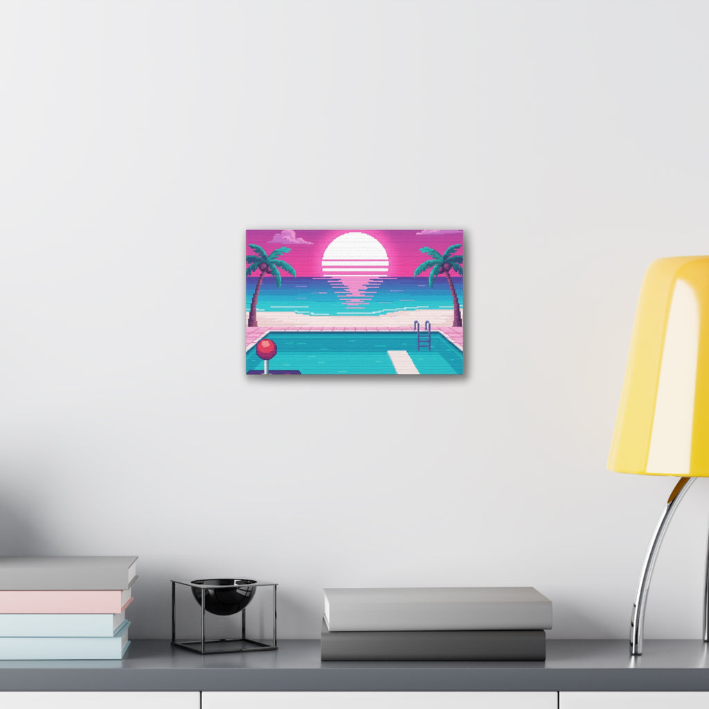 Retro Vaporwave Beach Canvas Print