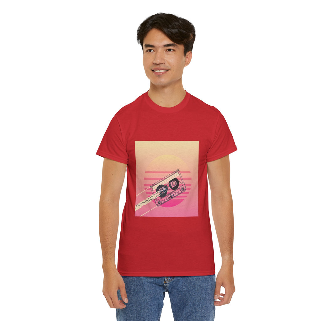 Cassette Sunset Tee — Retro Vaporwave Vintage Tape T-Shirt