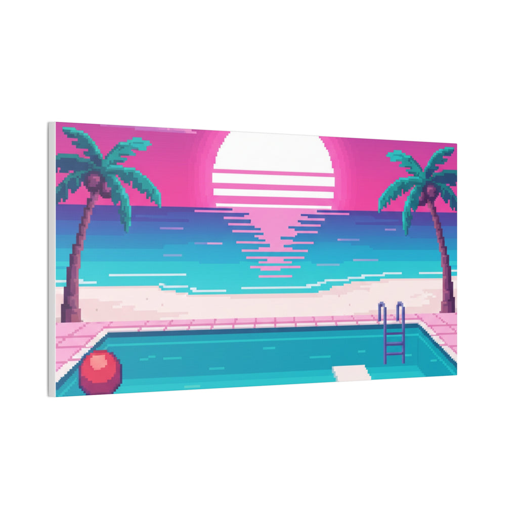 Retro Vaporwave Beach Canvas Print
