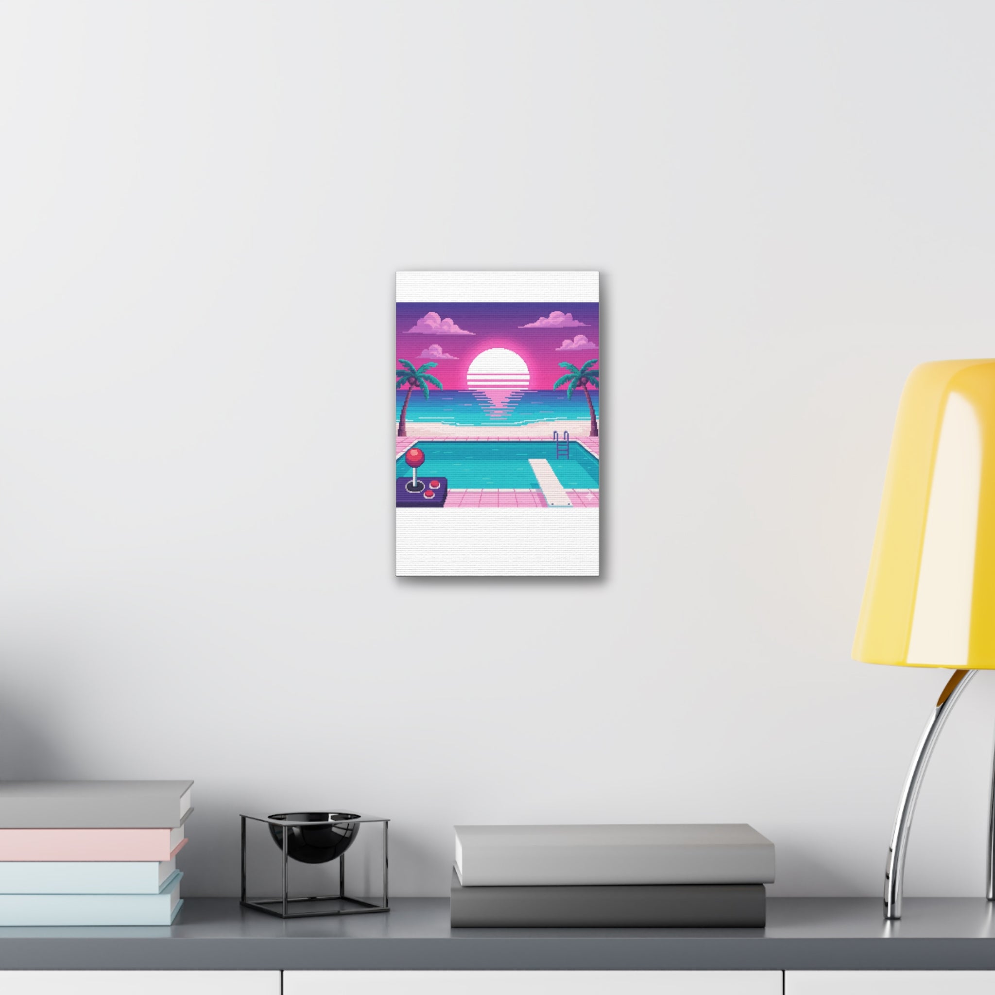 Retro Vaporwave Beach Canvas Print