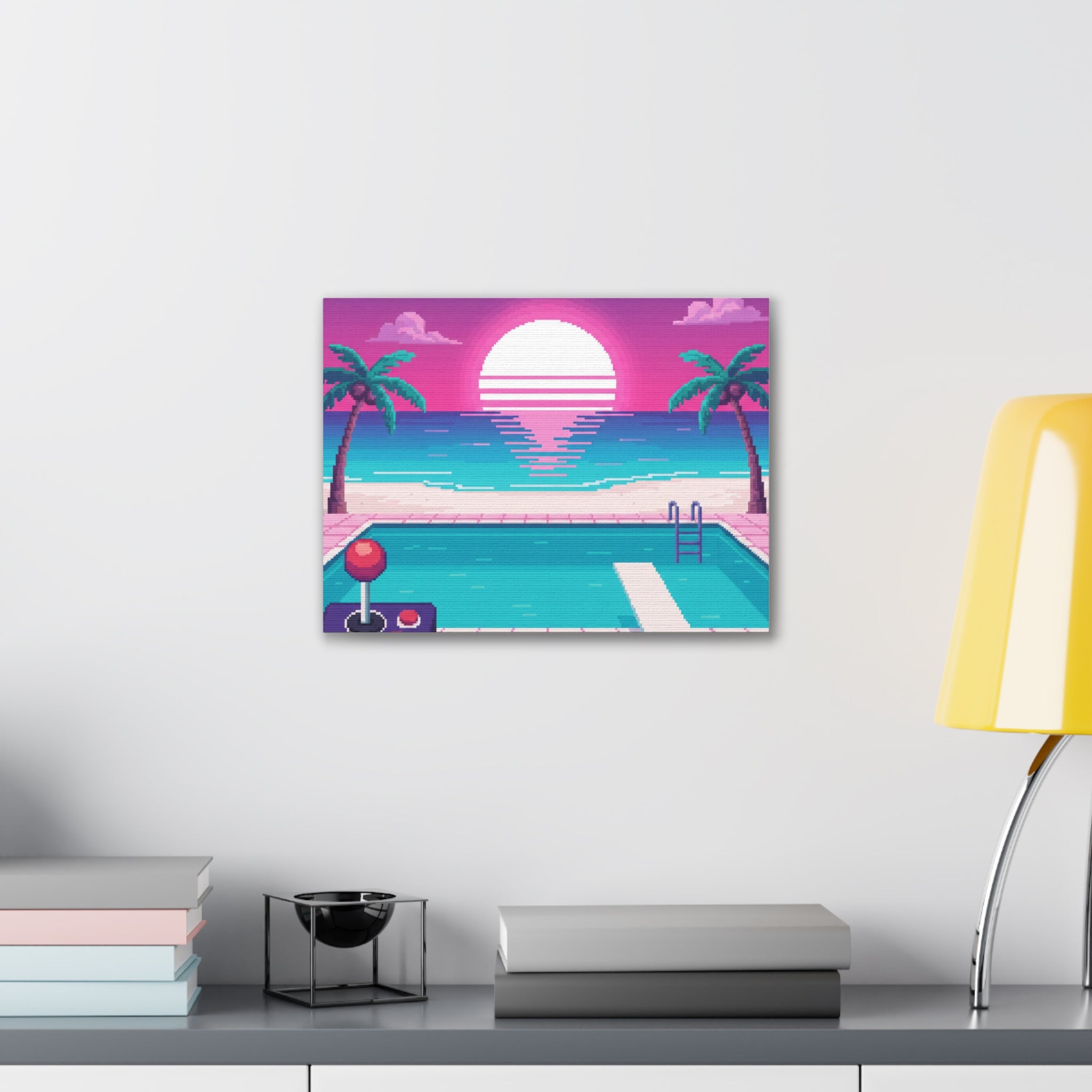 Retro Vaporwave Beach Canvas Print