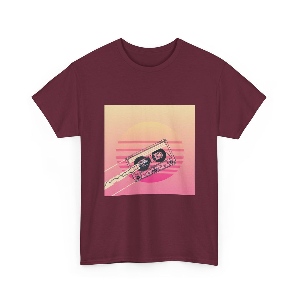 Cassette Sunset Tee — Retro Vaporwave Vintage Tape T-Shirt