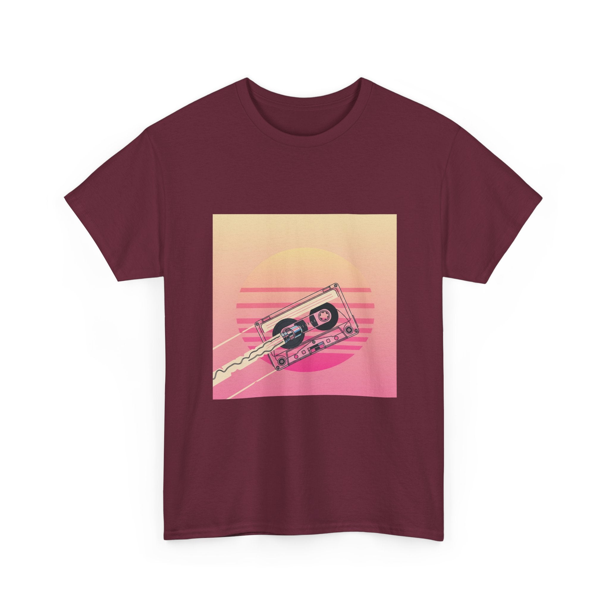 Cassette Sunset Tee — Retro Vaporwave Vintage Tape T-Shirt