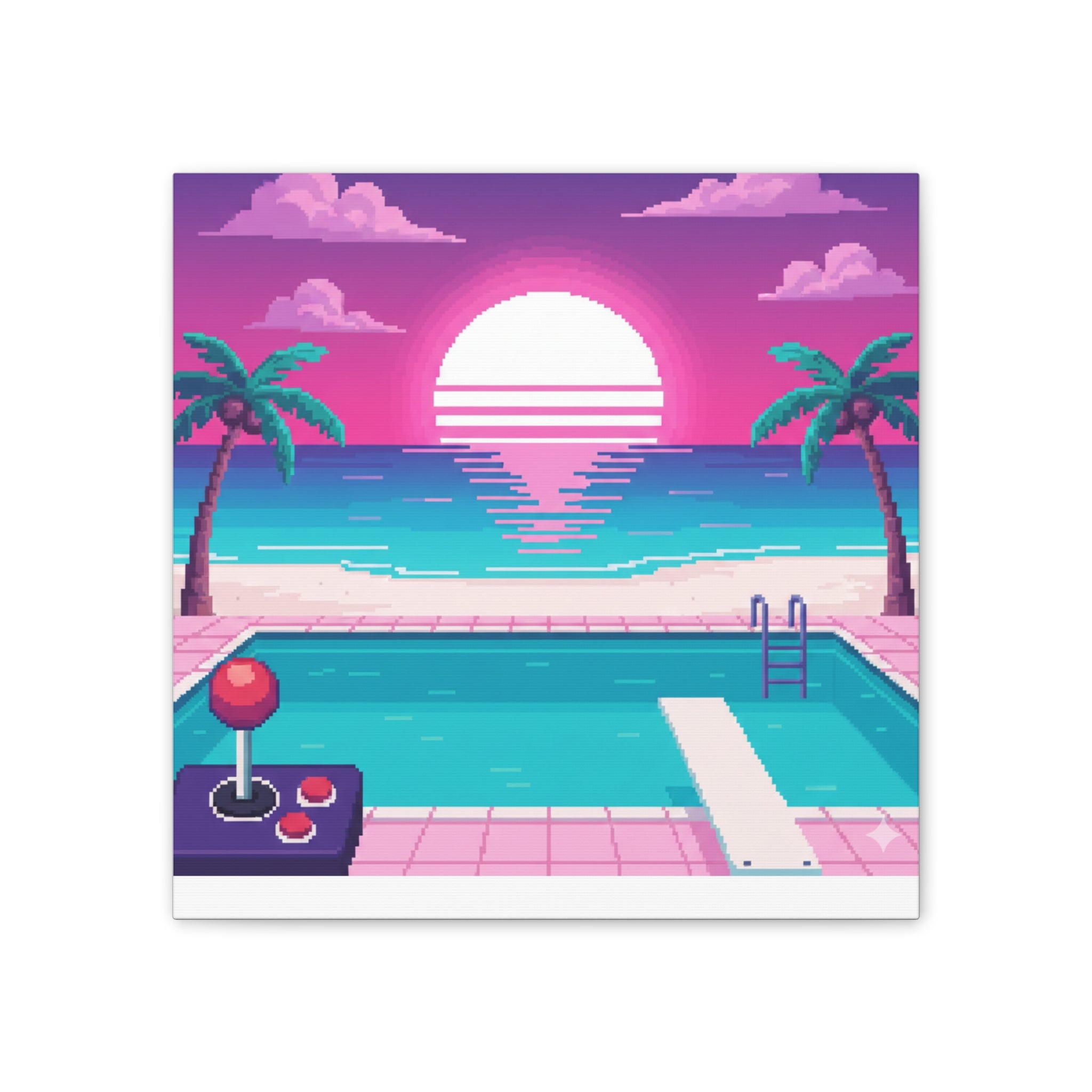 Retro Vaporwave Beach Canvas Print