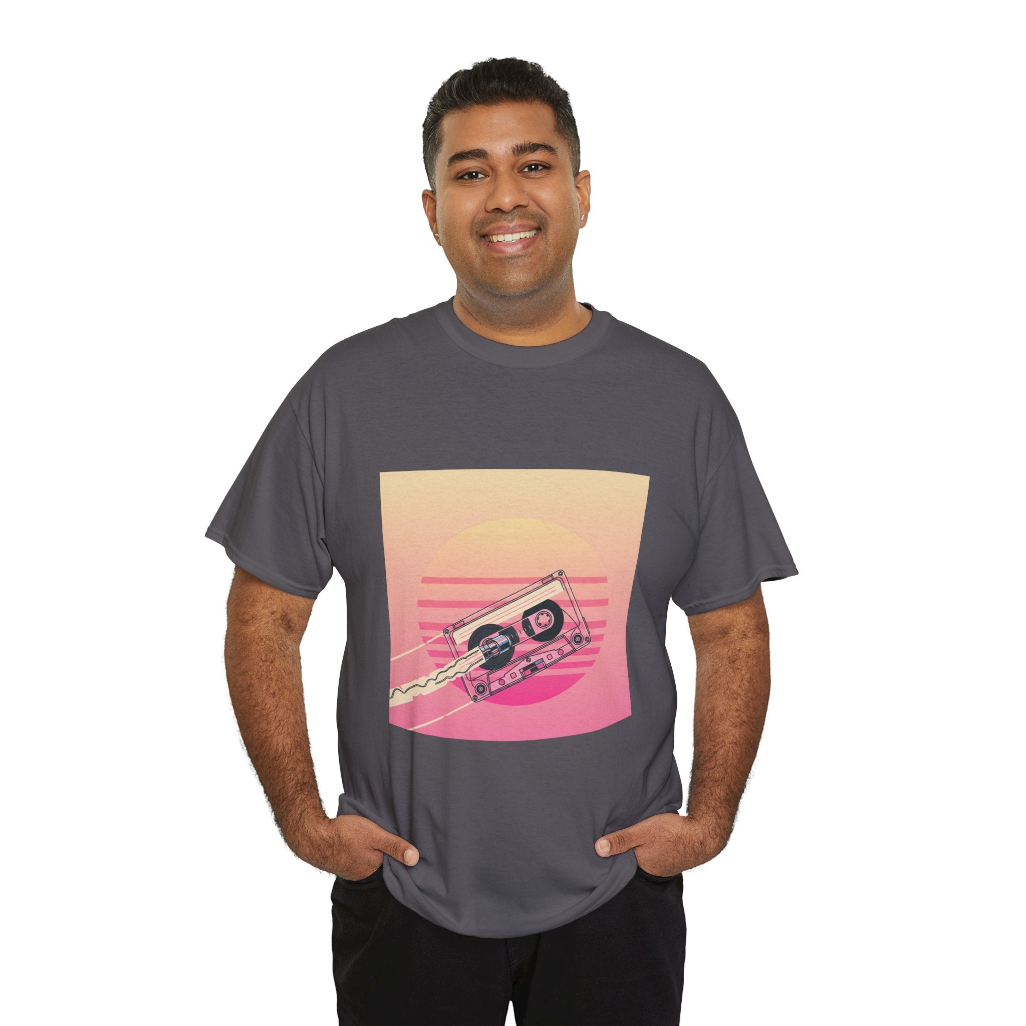 Cassette Sunset Tee — Retro Vaporwave Vintage Tape T-Shirt