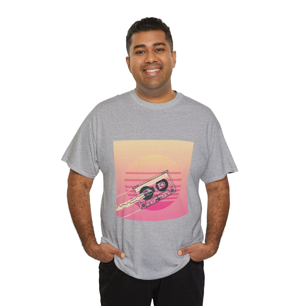 Cassette Sunset Tee — Retro Vaporwave Vintage Tape T-Shirt