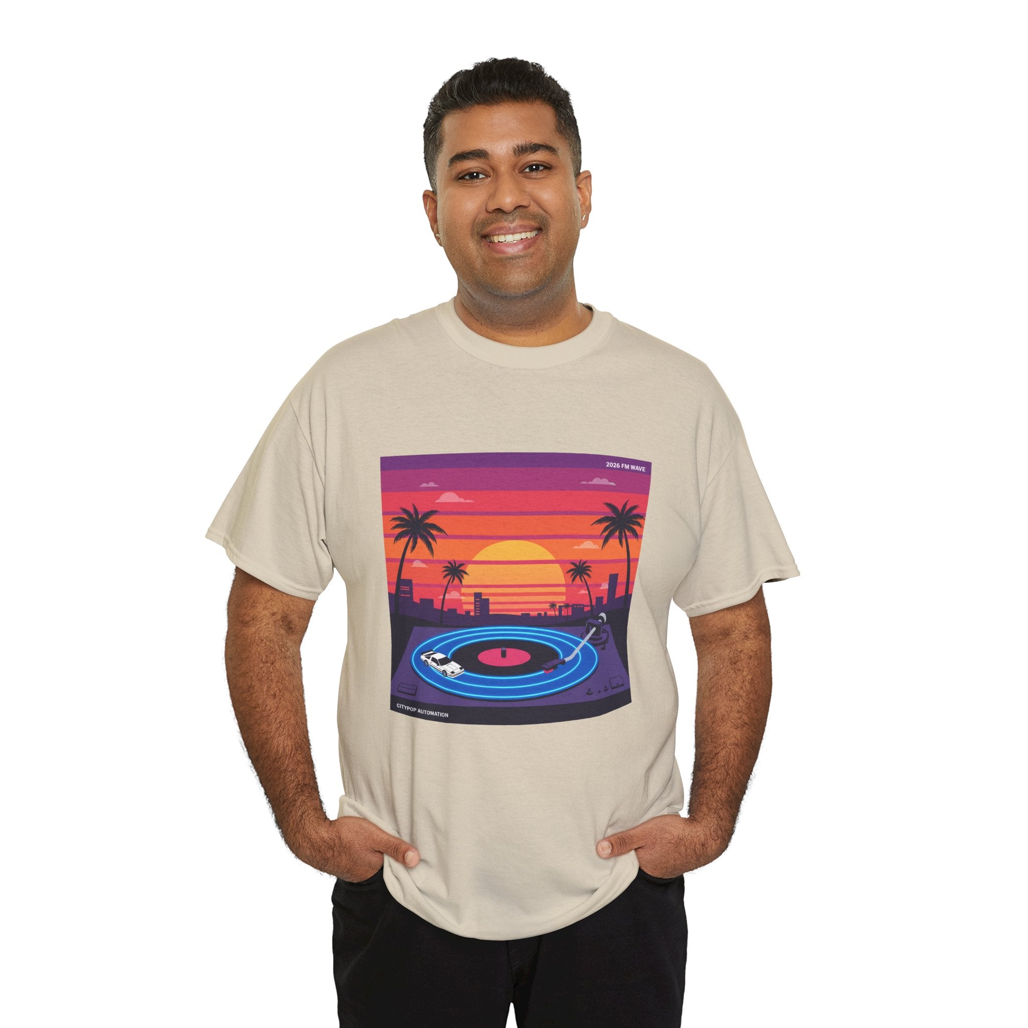 Sunset Vinyl Record T-Shirt — Retro Beachwave Music Tee