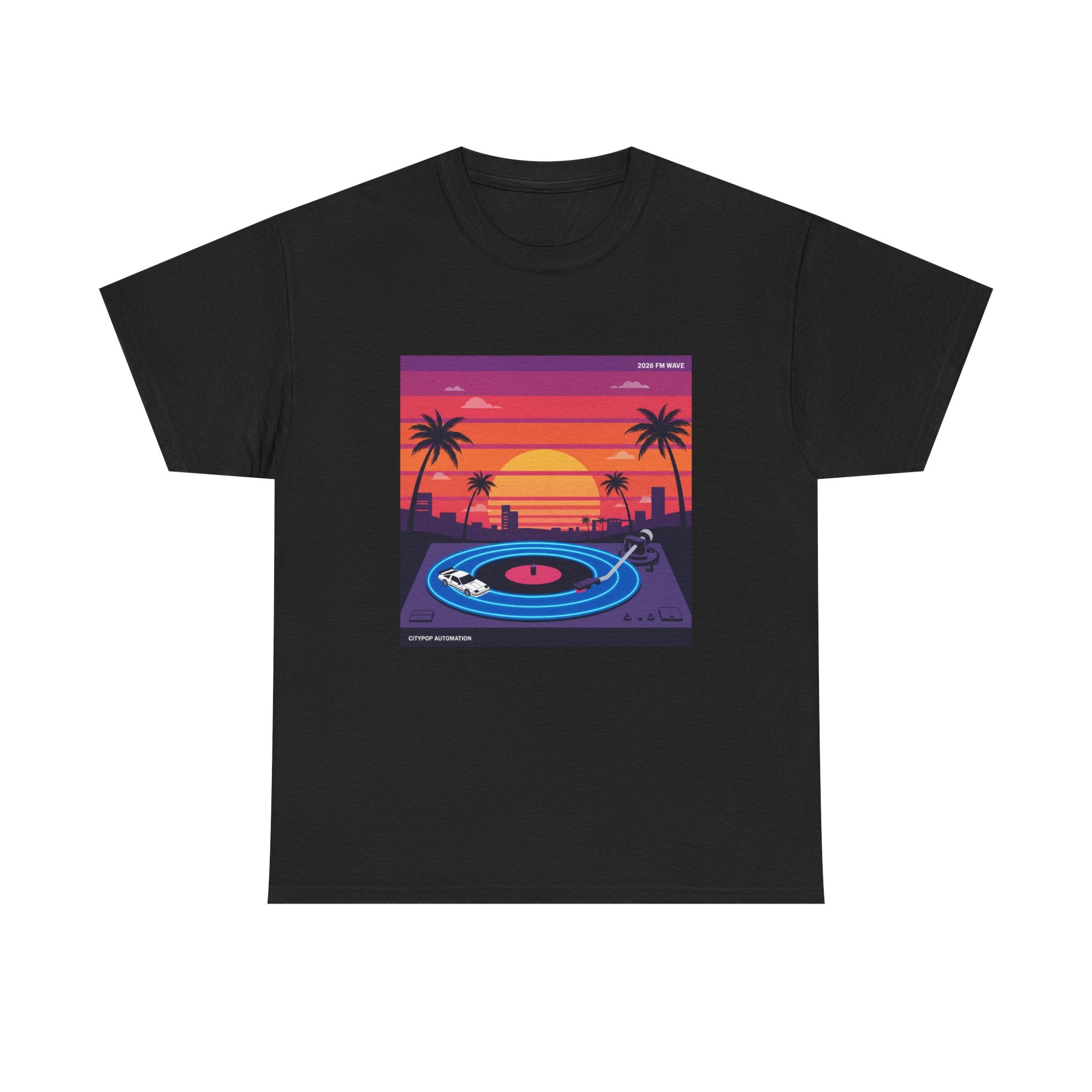 Sunset Vinyl Record T-Shirt — Retro Beachwave Music Tee