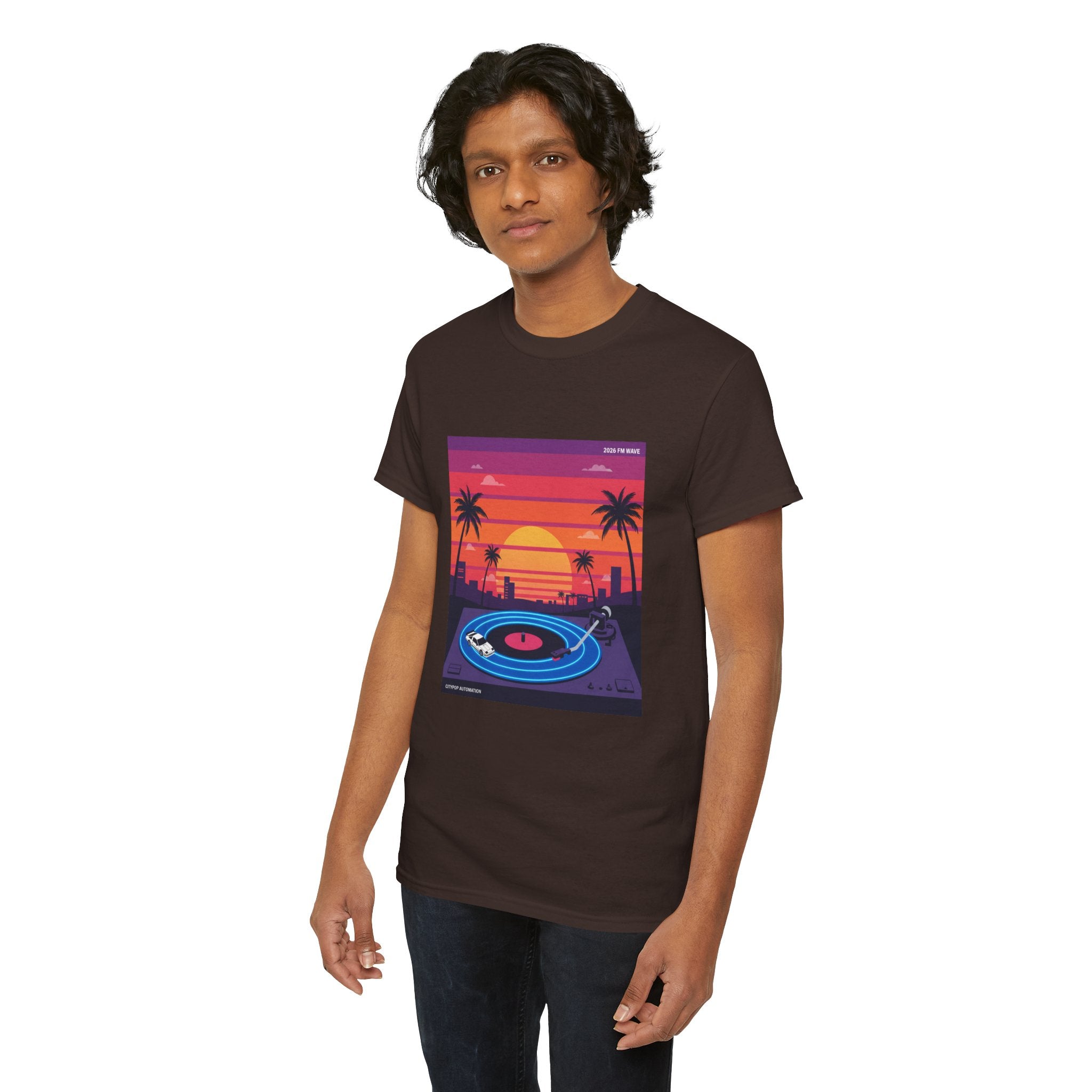 Sunset Vinyl Record T-Shirt — Retro Beachwave Music Tee