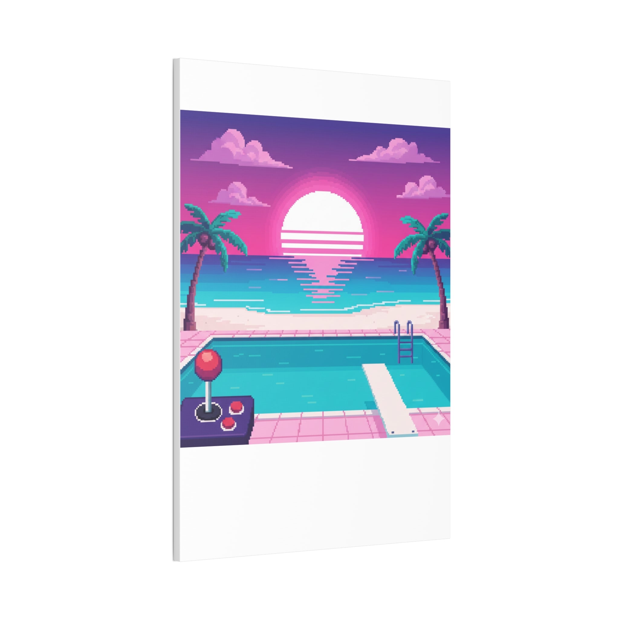 Retro Vaporwave Beach Canvas Print