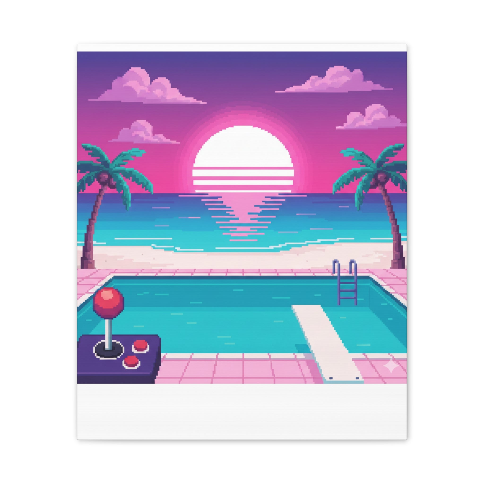 Retro Vaporwave Beach Canvas Print