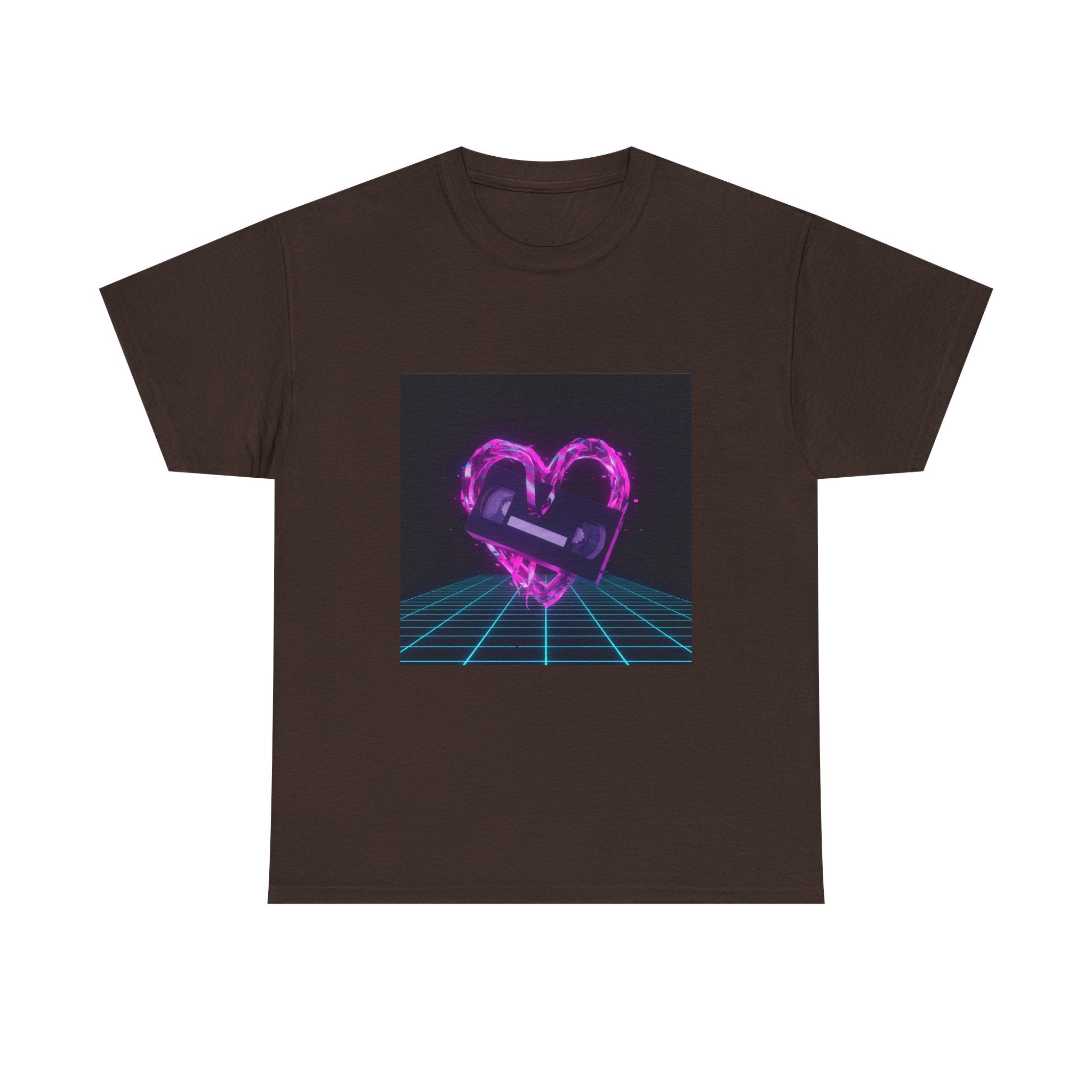 Retro Neon Heart Tee — Vaporwave Pink Heart with Bandage Graphic