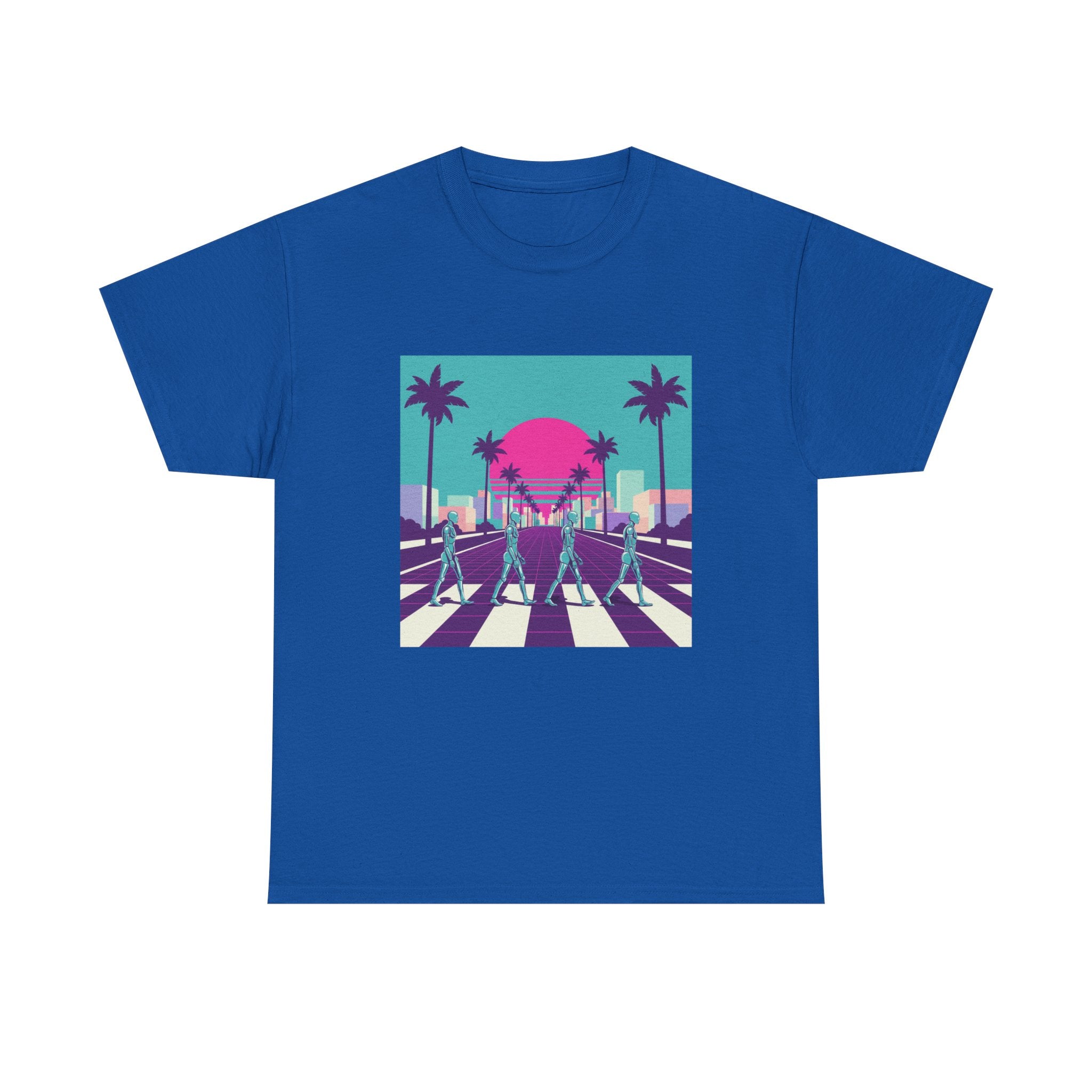 Retro Sunset Beach Tee — Vaporwave Palm Tree Skate Crossing T-Shirt