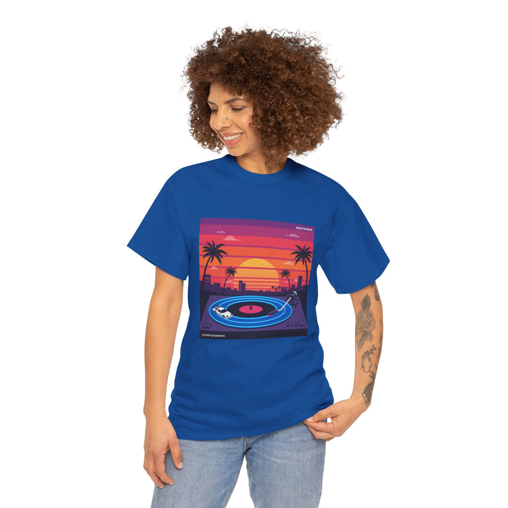 Sunset Vinyl Record T-Shirt — Retro Beachwave Music Tee