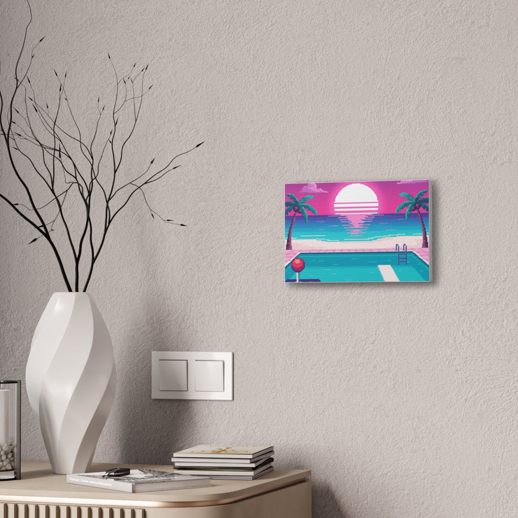Retro Vaporwave Beach Canvas Print