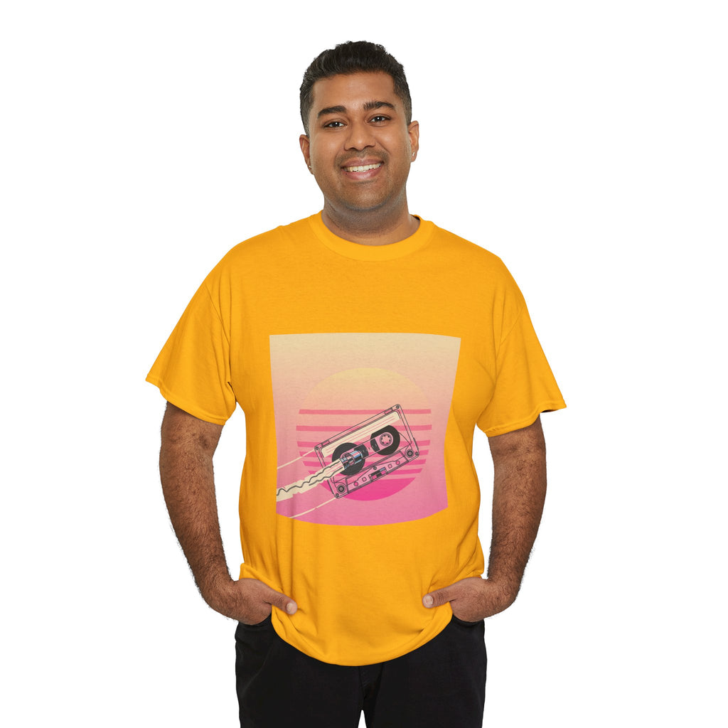 Cassette Sunset Tee — Retro Vaporwave Vintage Tape T-Shirt