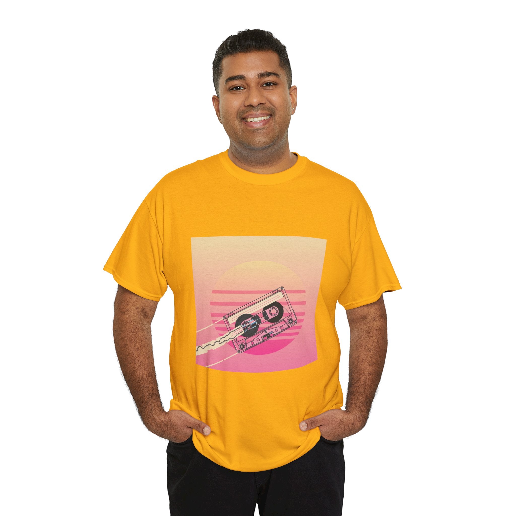 Cassette Sunset Tee — Retro Vaporwave Vintage Tape T-Shirt