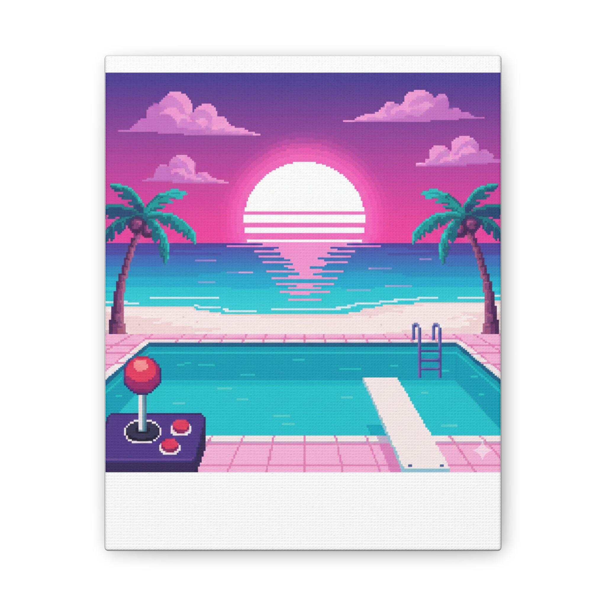 Retro Vaporwave Beach Canvas Print