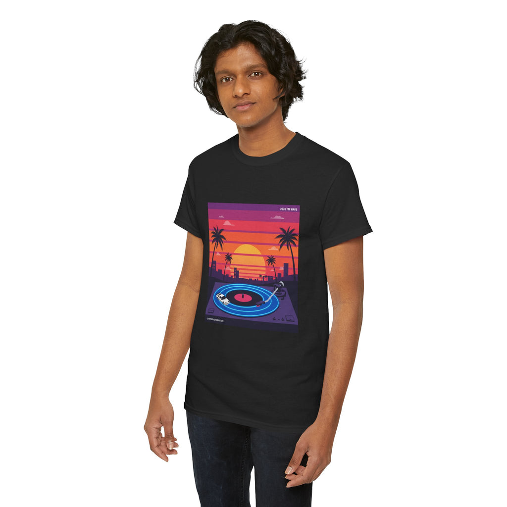 Sunset Vinyl Record T-Shirt — Retro Beachwave Music Tee