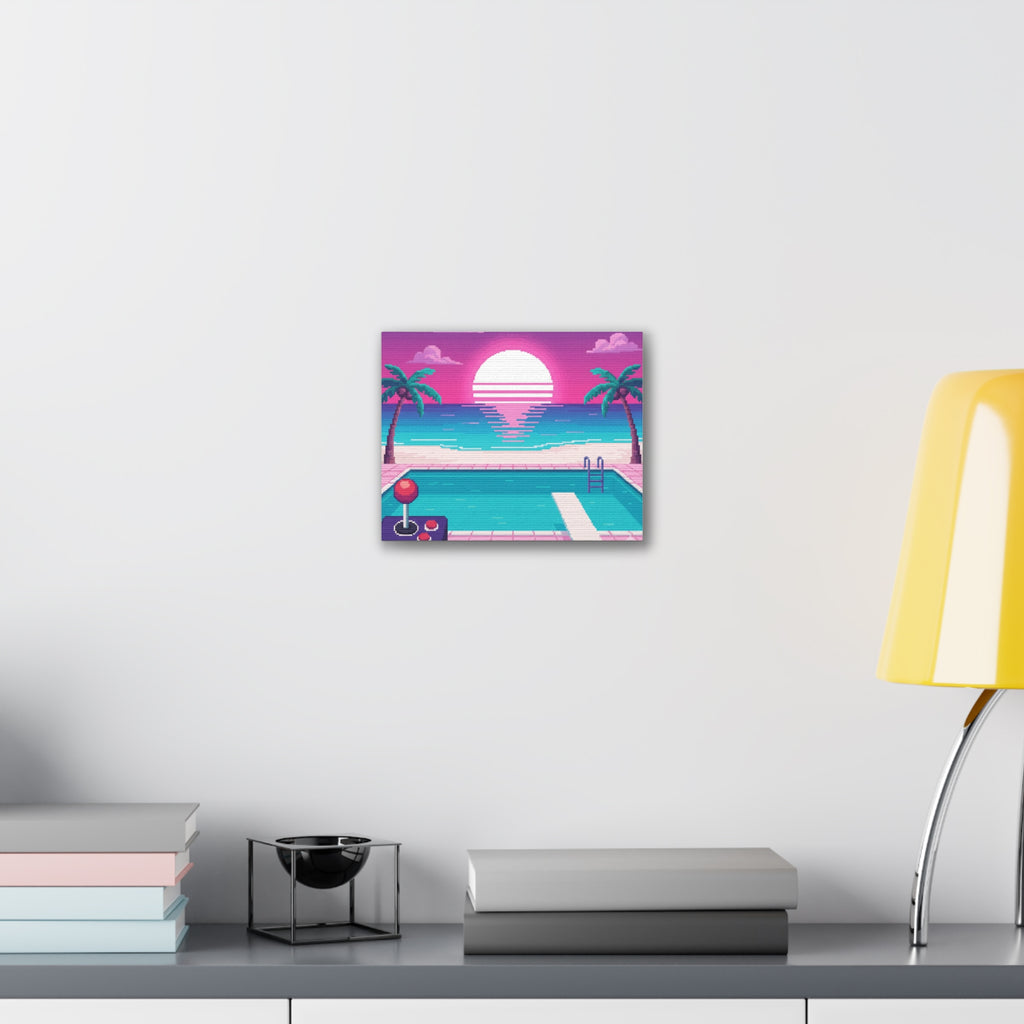 Retro Vaporwave Beach Canvas Print