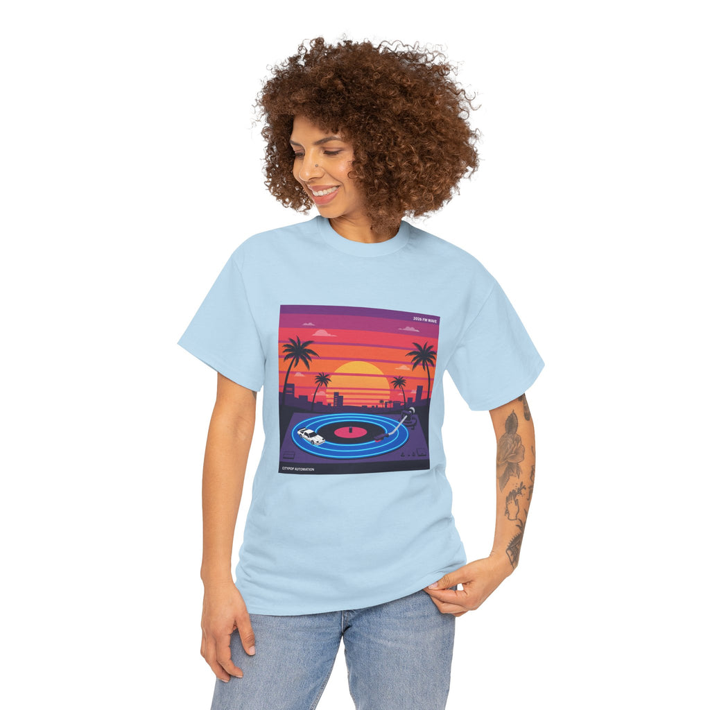 Sunset Vinyl Record T-Shirt — Retro Beachwave Music Tee