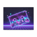 Retro Cassette City Canvas Print — 80s Synthwave Wall Art